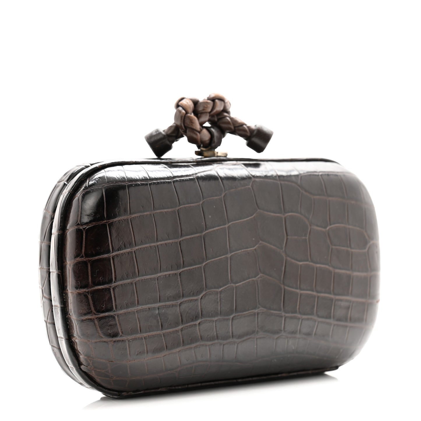 Crocodile Knot Clutch Brown