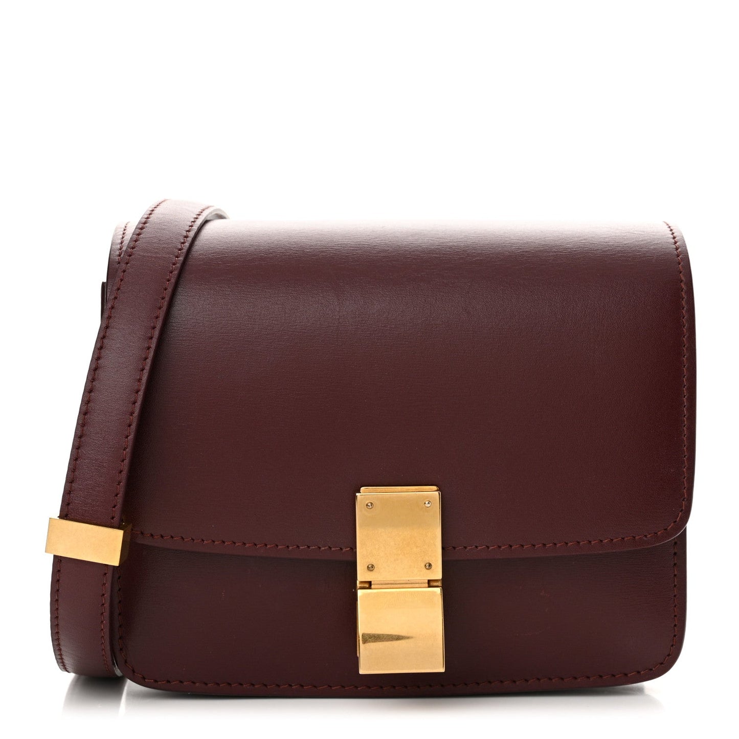Box Calfskin Small Classic Box Flap Bag Burgundy