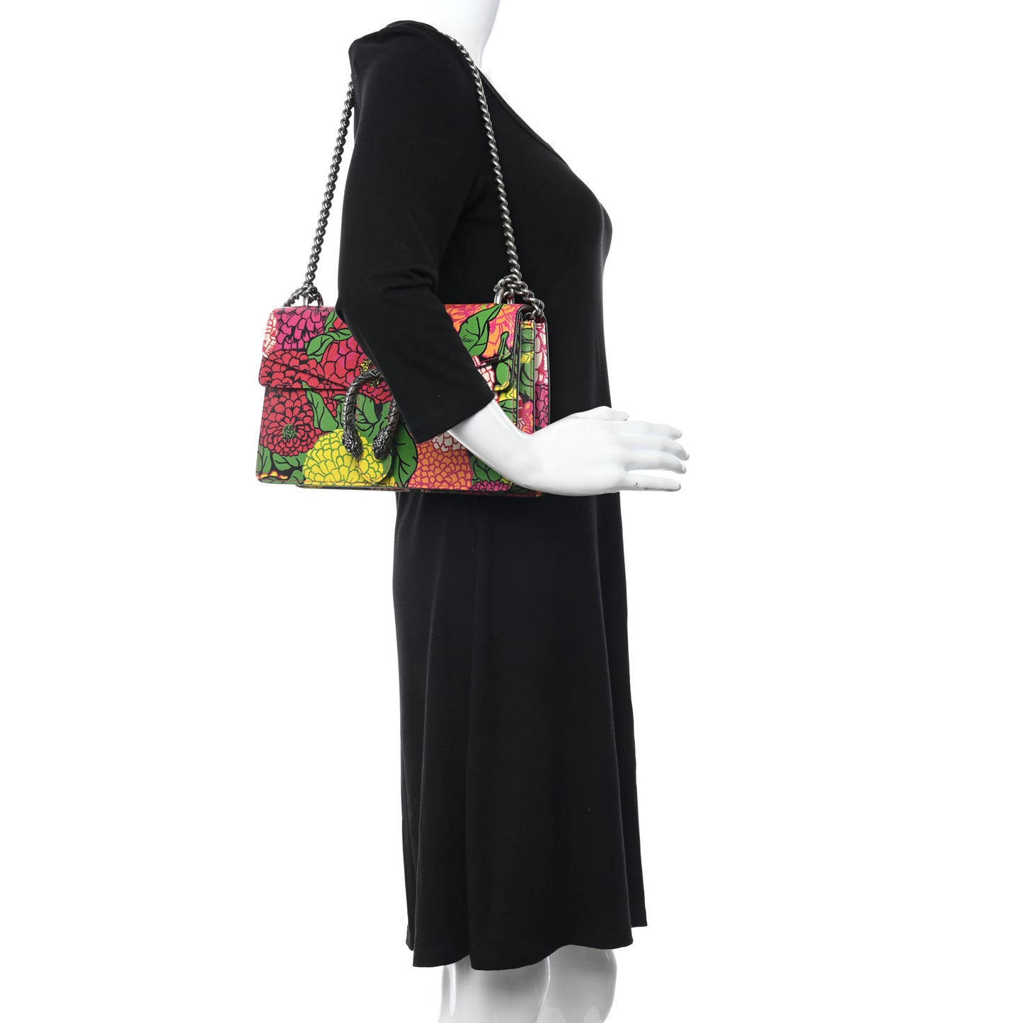 X KEN SCOTT New Shangai Calfskin Pomponica Print Small Dionysus Shoulder Bag Multicolor