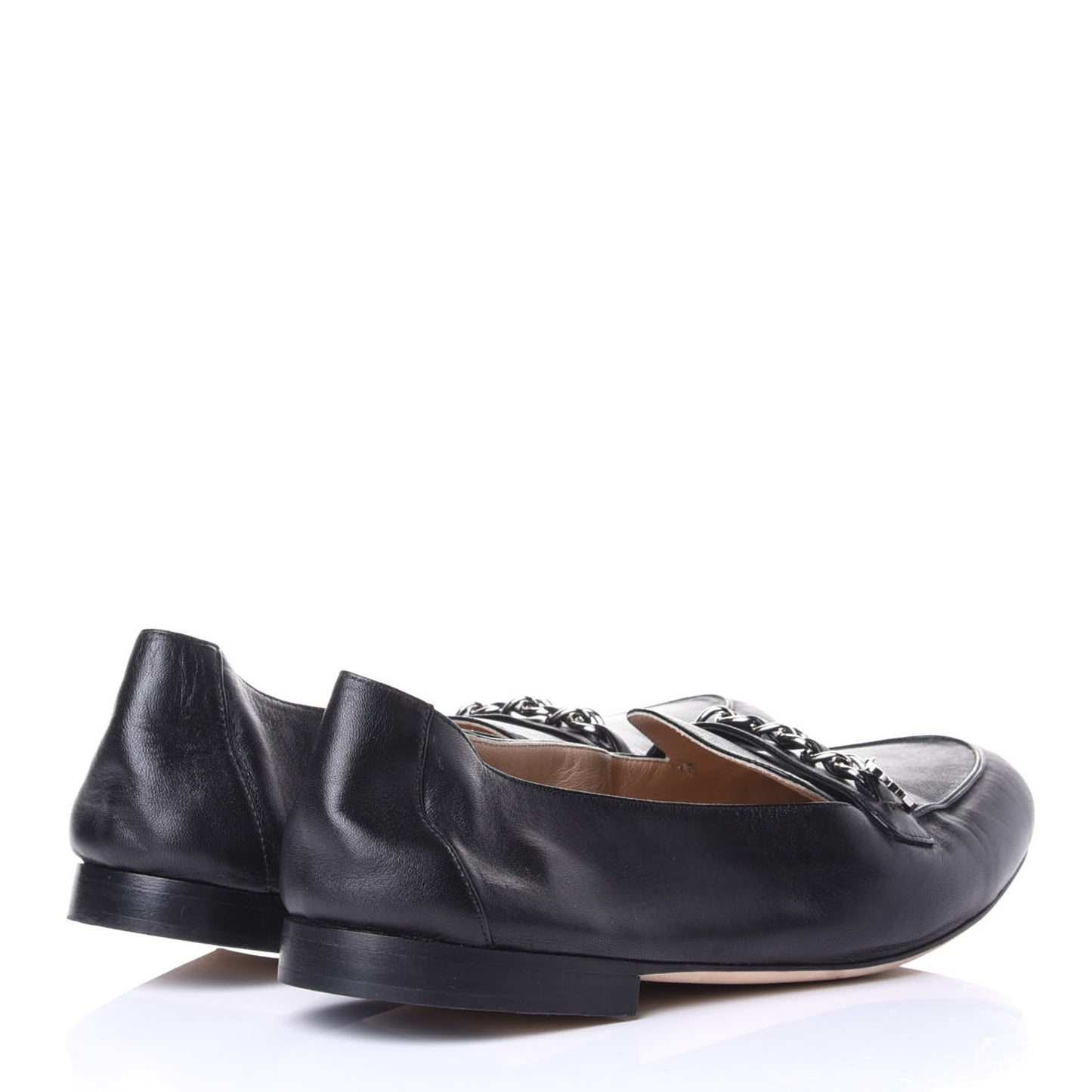 Lambskin CC Chain Mocassin Loafers 39.5 Black