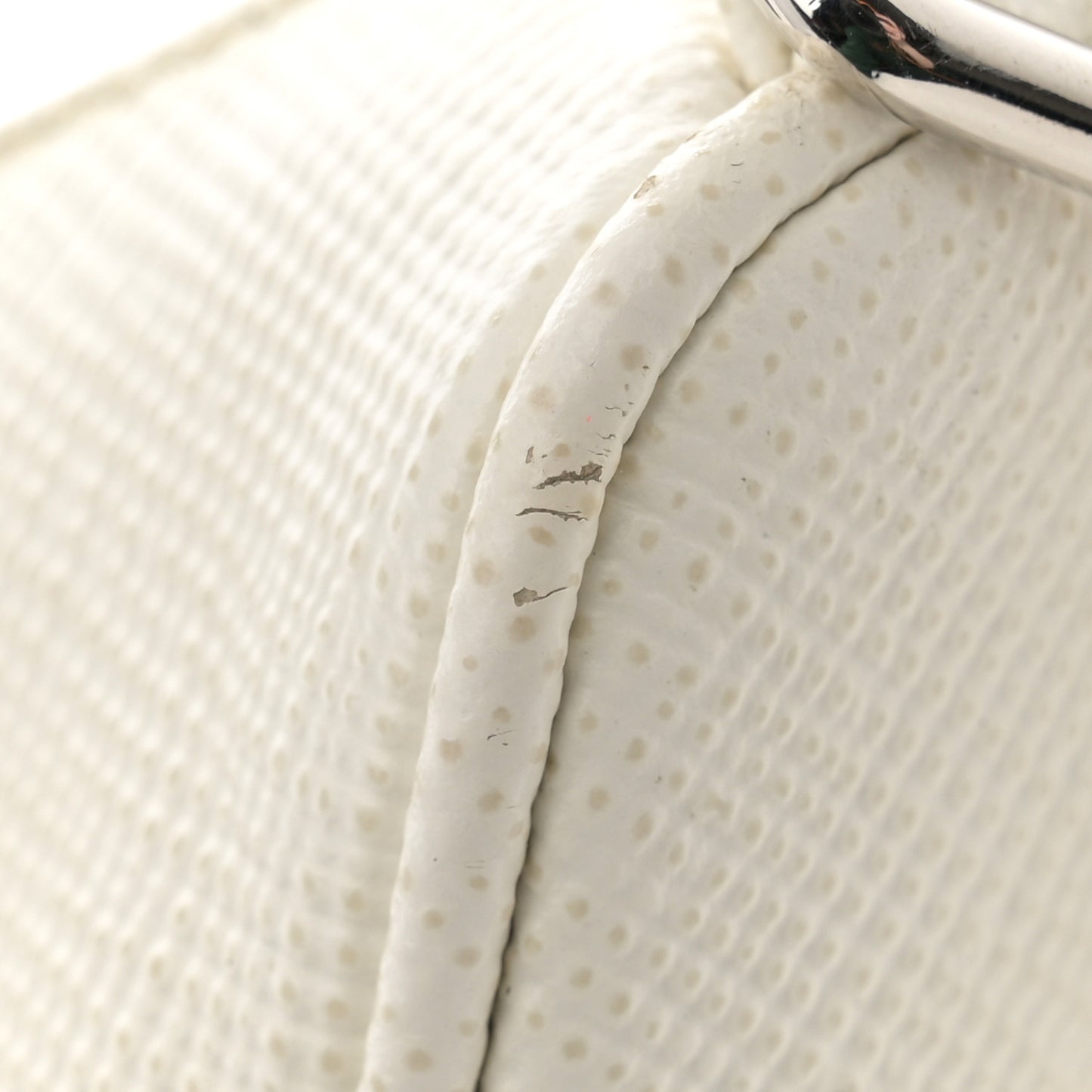 Saffiano Cuir Triangle Logo Embossed Triangle Shoulder Bag White