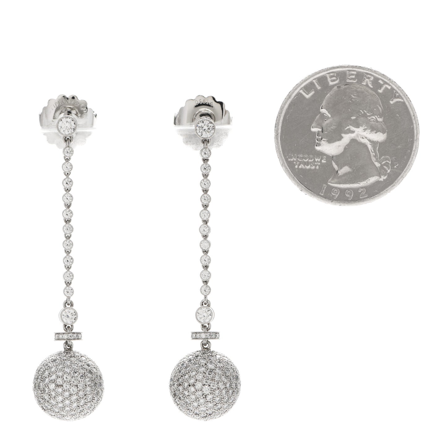 Platinum Diamond Ball Drop Earrings