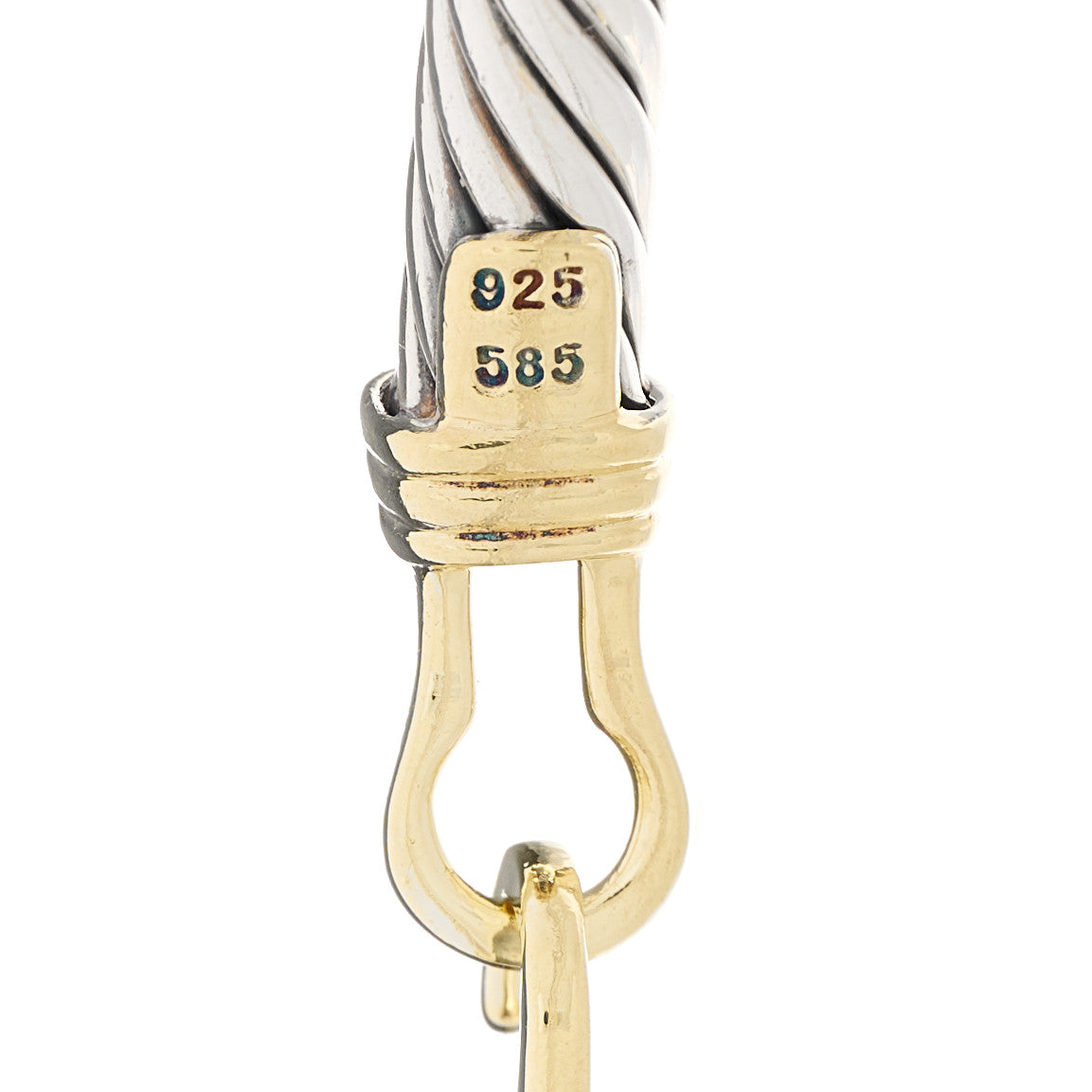 Sterling Silver 14K Yellow Gold 5mm Cable Classic Buckle Bracelet