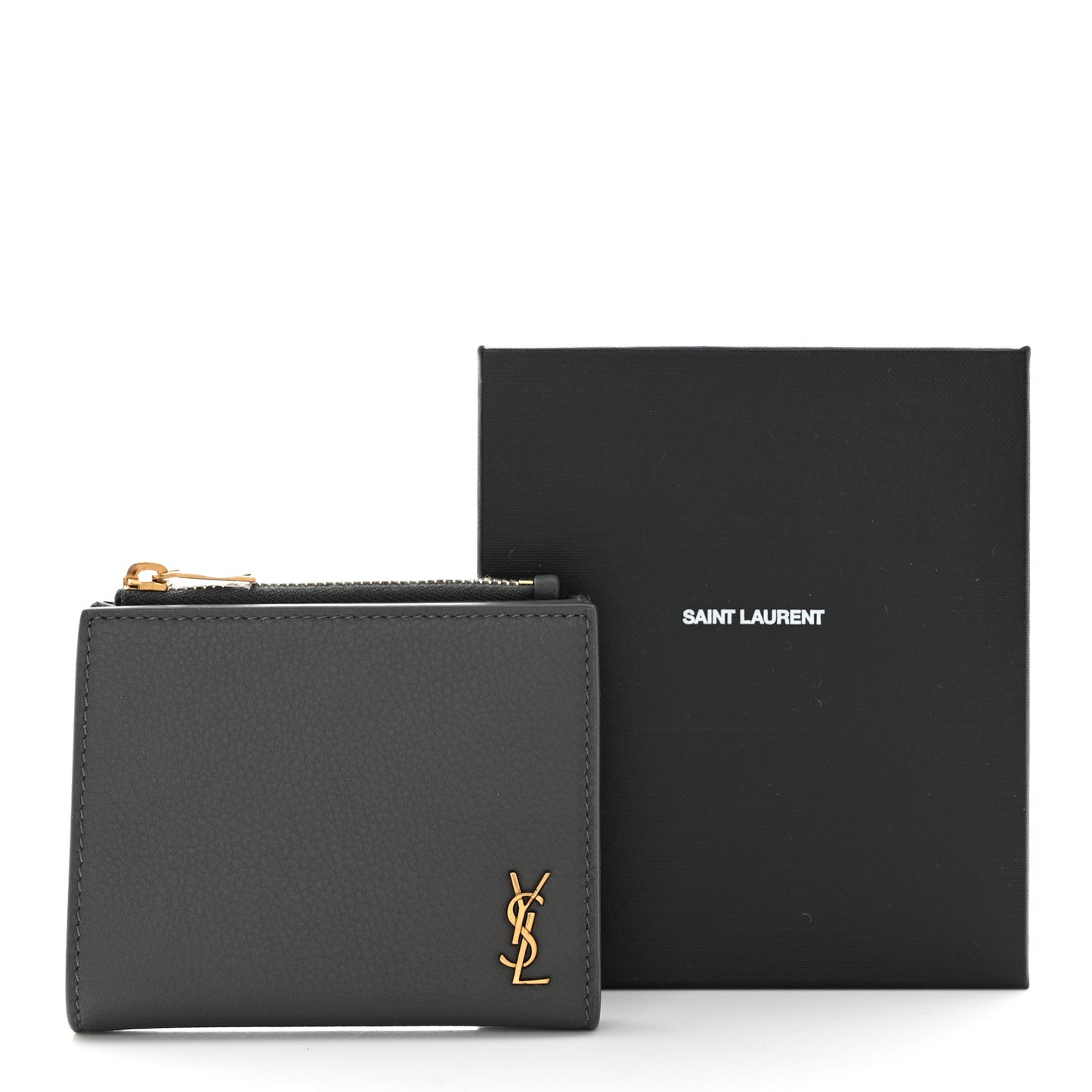 Calfskin Compact Zip Wallet Storm