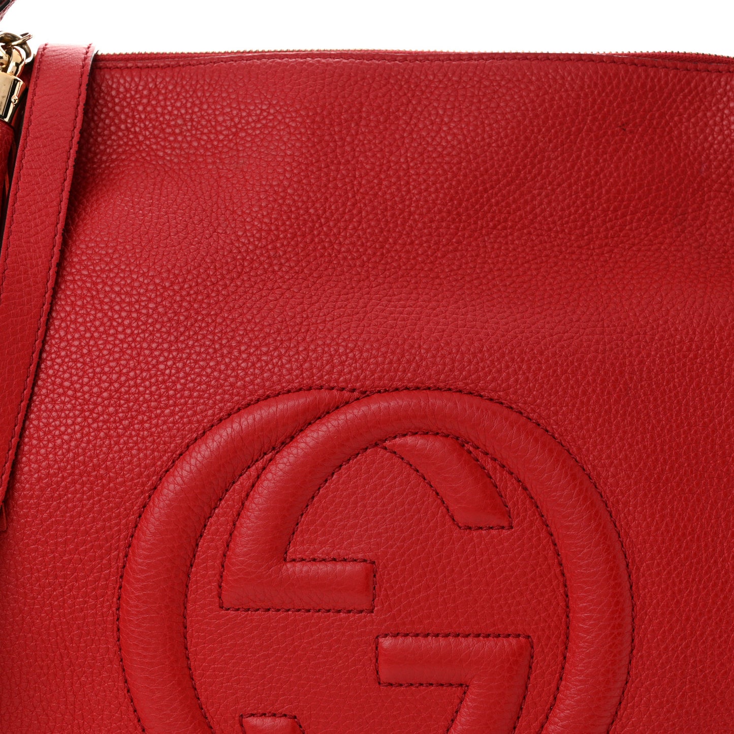Pebbled Calfskin Large Soho Hobo Tabasco Red