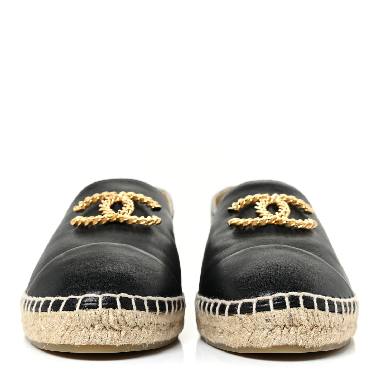 Calfskin Chain CC Espadrilles 40 Black