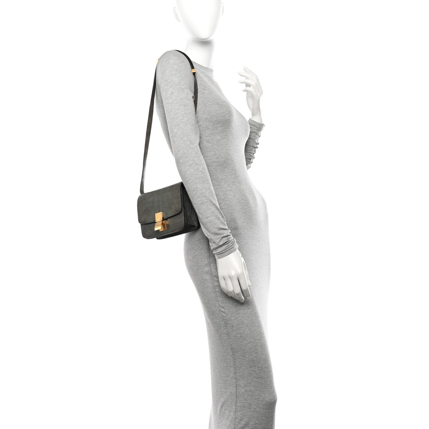 Lizard Small Classic Box Flap Bag Green