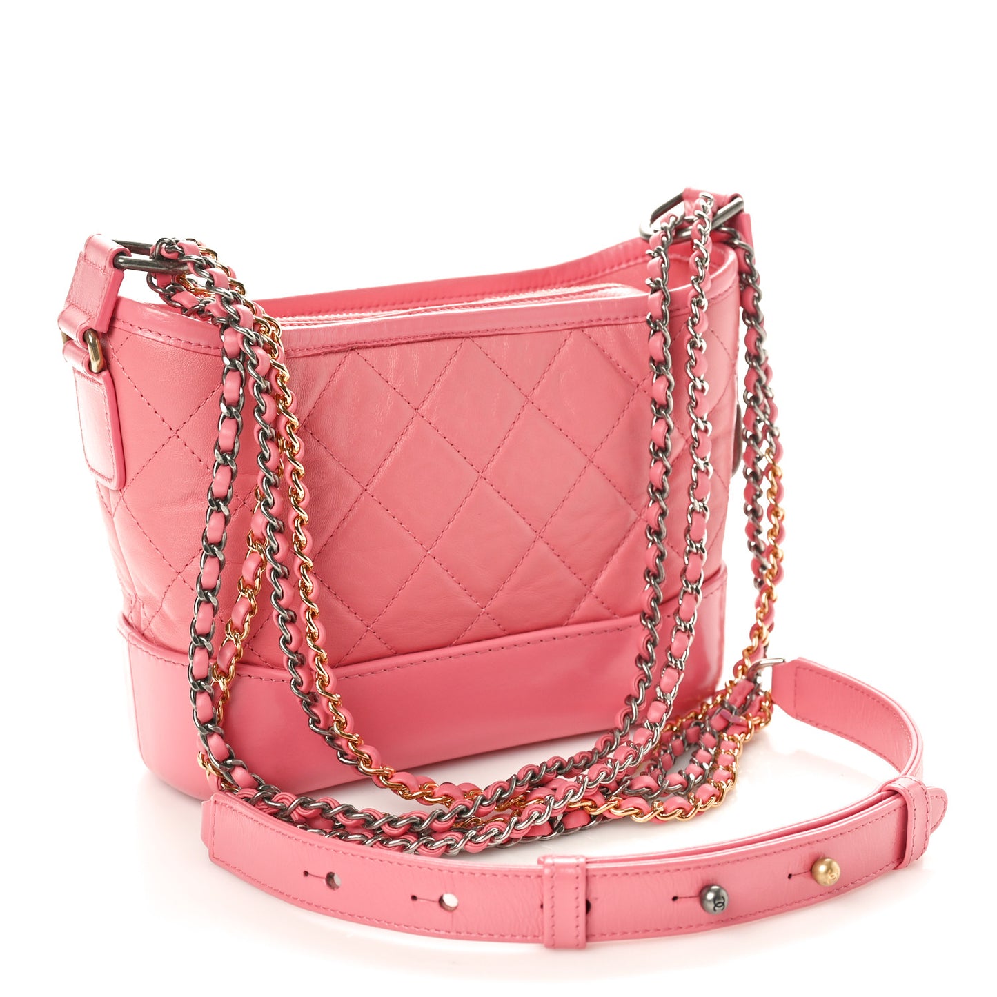 Aged Calfskin Quilted Small Gabrielle Hobo Pink
