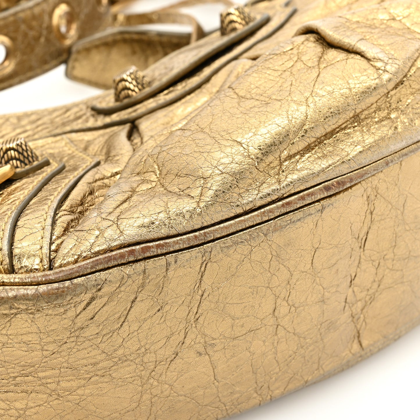 Metallic Agneau Arena Le Cagole Shoulder Bag XS Gold