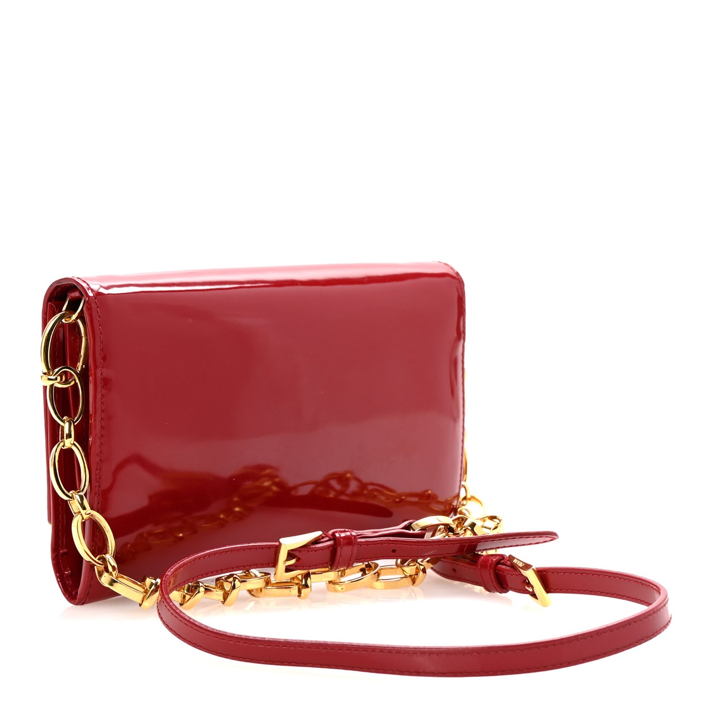 Vernice Metal Bar Chain Wallet Fuoco