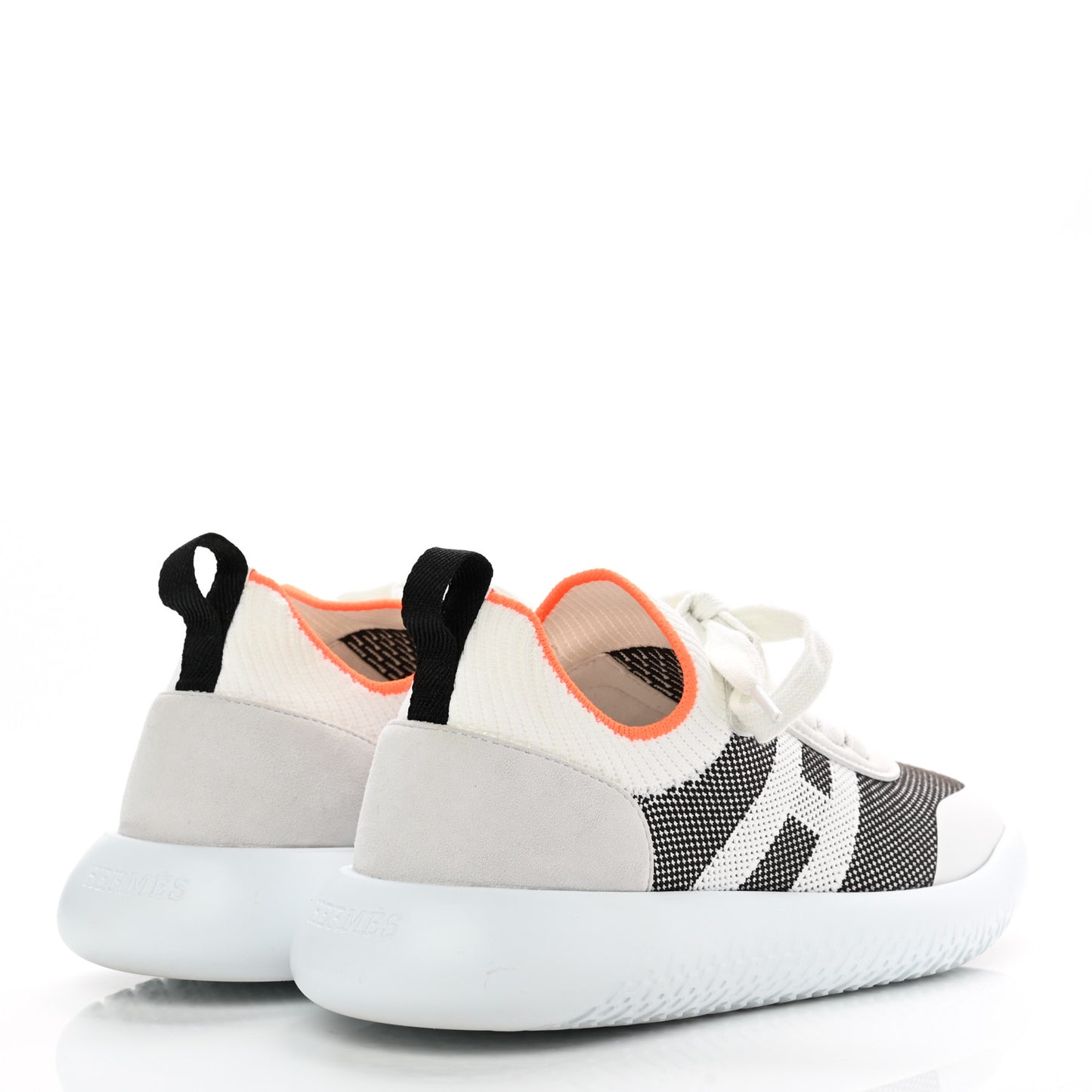 Knit Suede Goatskin Womens Crew Sneakers 36 Prunoir White
