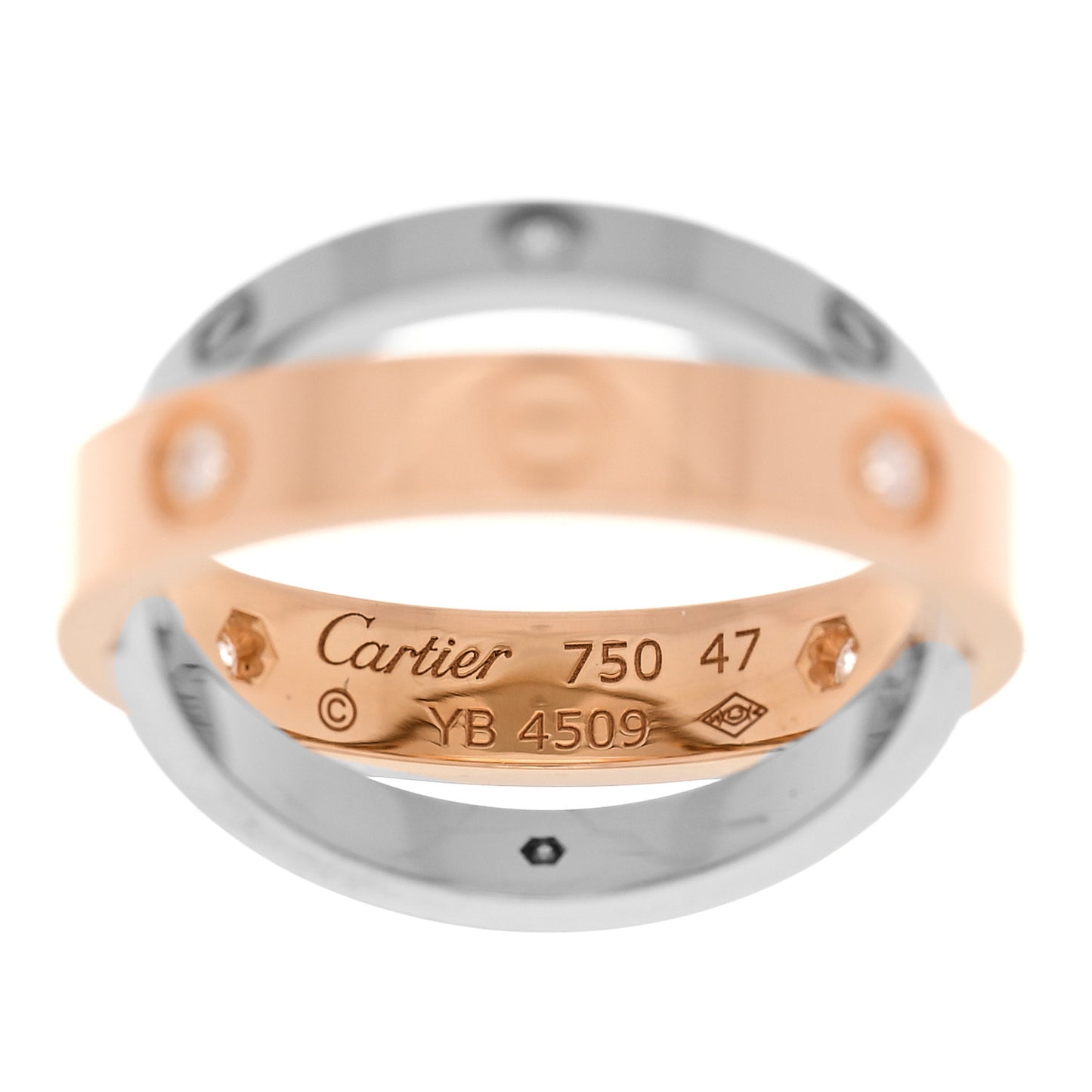 18K Pink White Gold 6 Diamond LOVE Ring 47 4.25