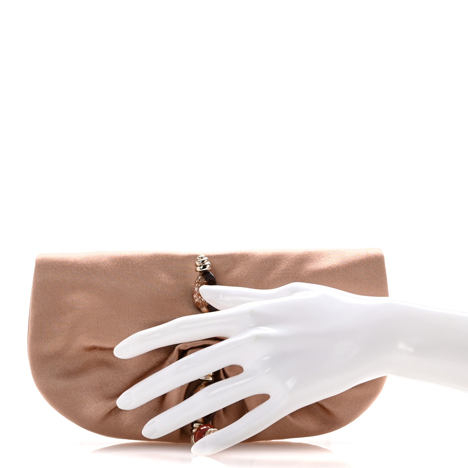 Saint Laurent Satin Embellished Evening Clutch Pink 2 of 10