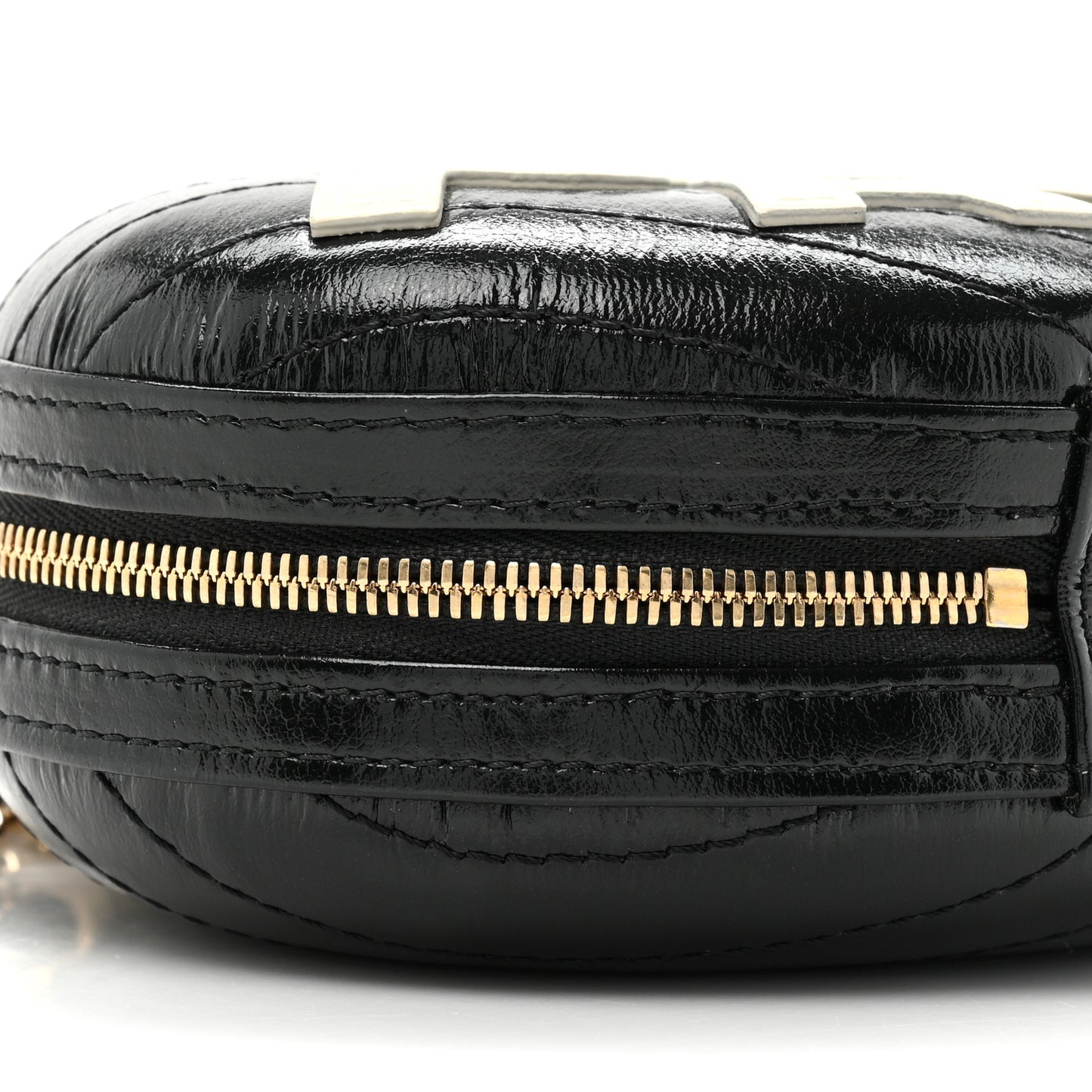 Lambskin Embroidered Chevron Quilted La Pausa Tassel Clutch Black