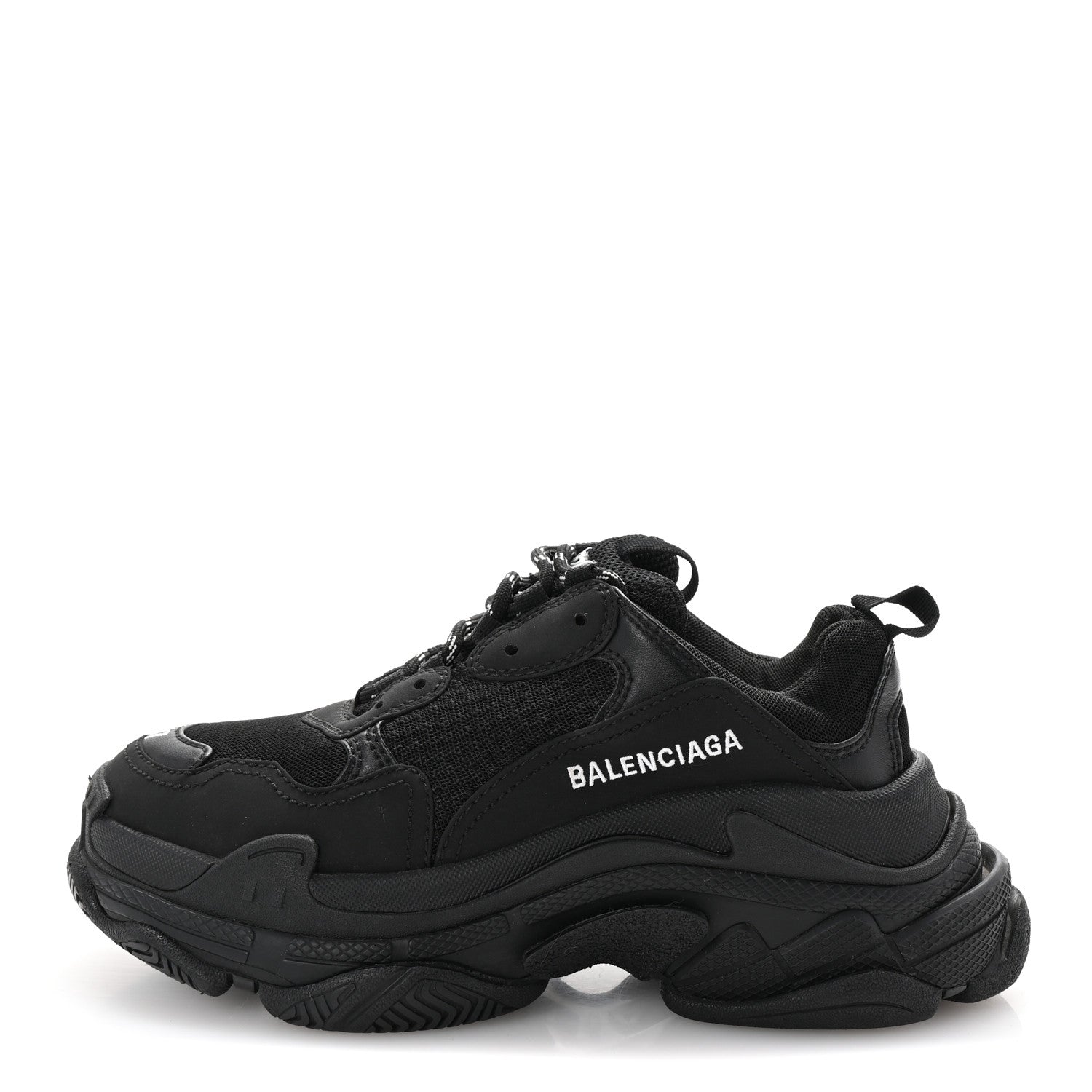 Balenciaga Fabric Mesh Womens Triple S Sneakers 37 Black 1 of 10