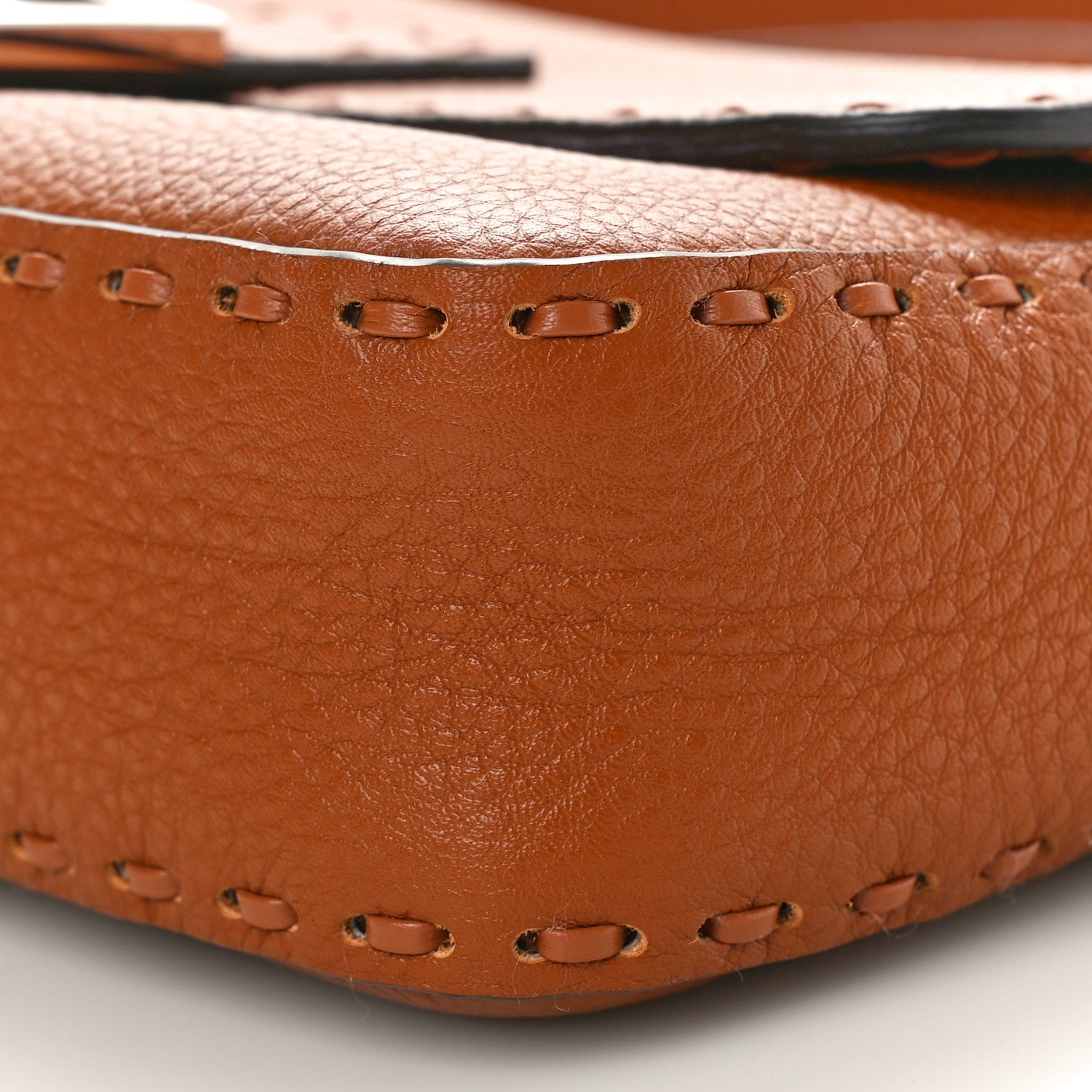 Fendi Cuoio Roma Sellerissima Nappa Sintetica Tape Stitch Baguette Brandy 9 of 9