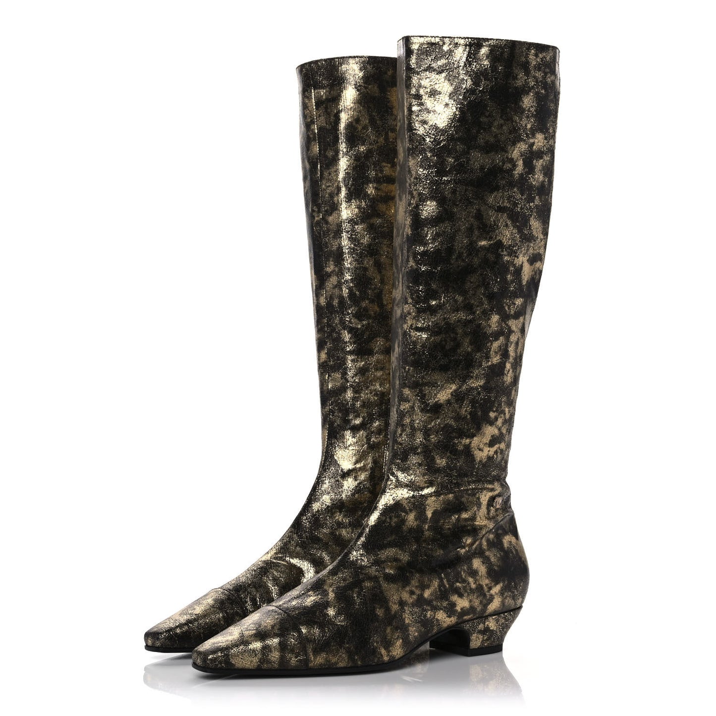 Laminated Goatskin High Boots 39.5 Gold