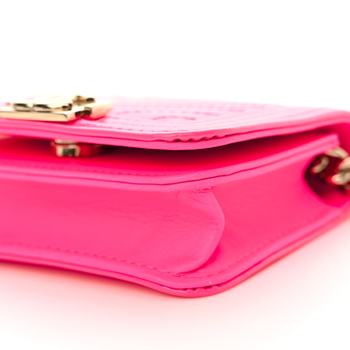 Patent Chevron Boy Flap Waist Belt Bag Pink