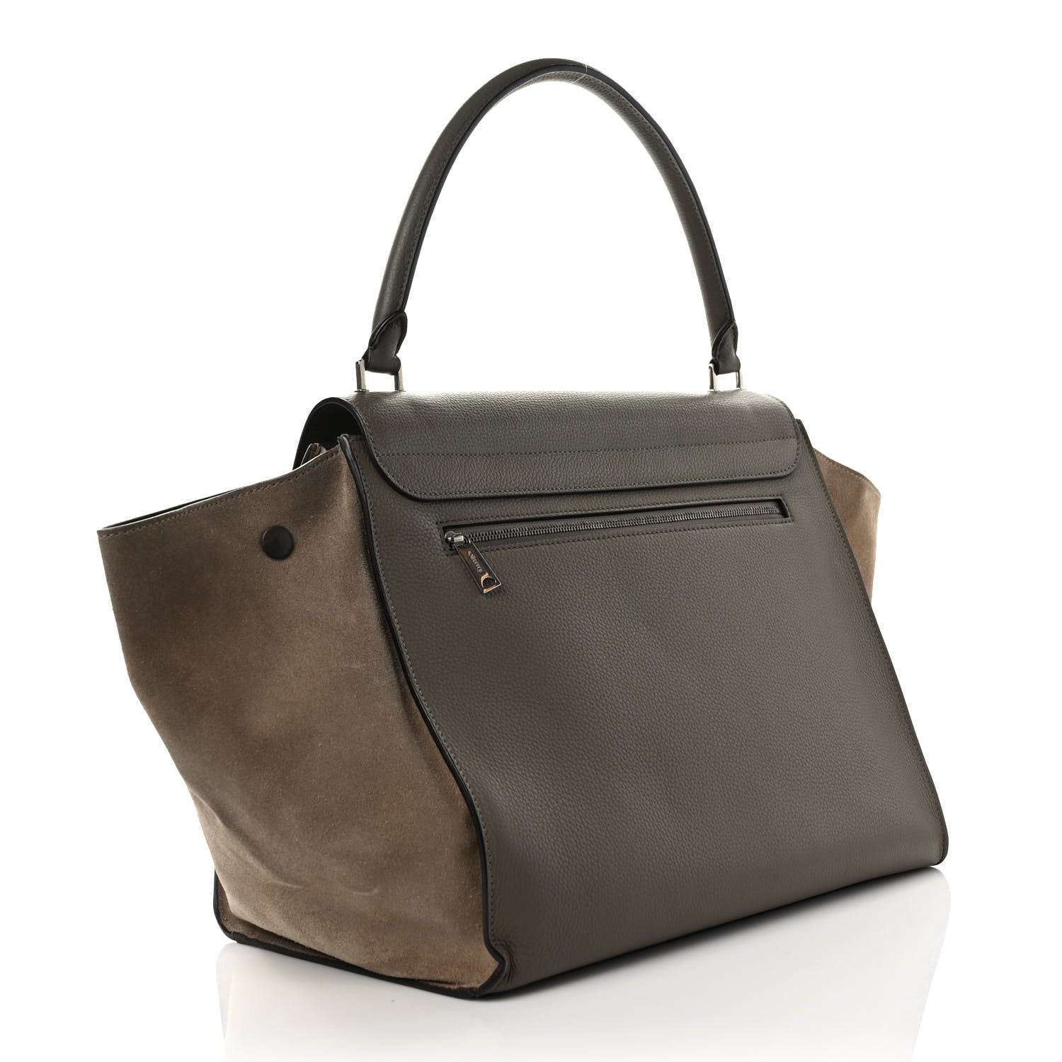 Celine Drummed Calfskin Suede Medium Trapeze Souris 2 of 7