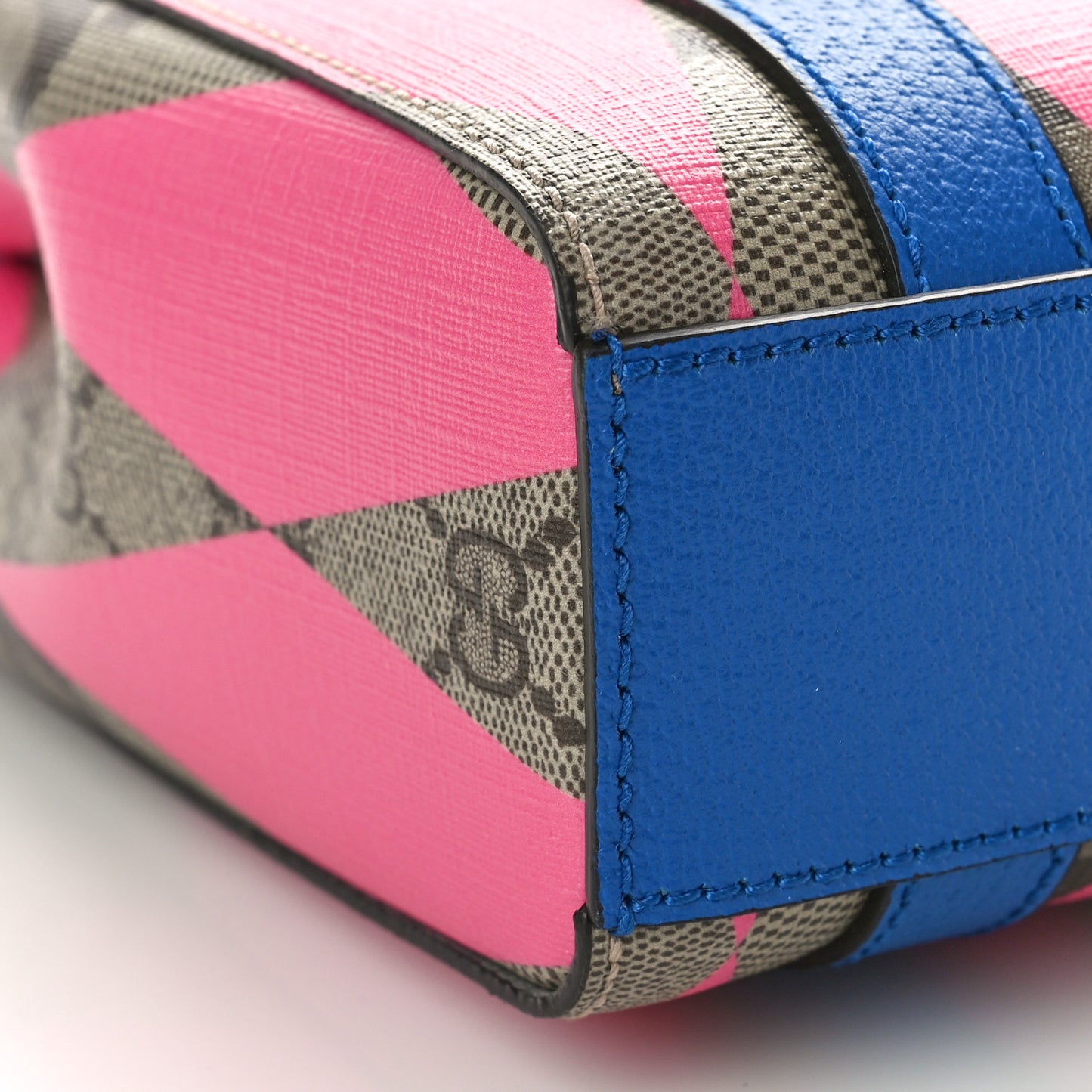 GG Supreme Monogram Textured Dollar Calfskin Rhombus Mini Tote Bag Beige Ebony Pink Blue