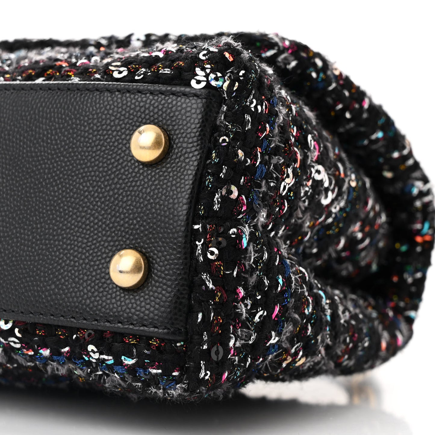 Tweed Sequin Mini Coco Handle Flap Black