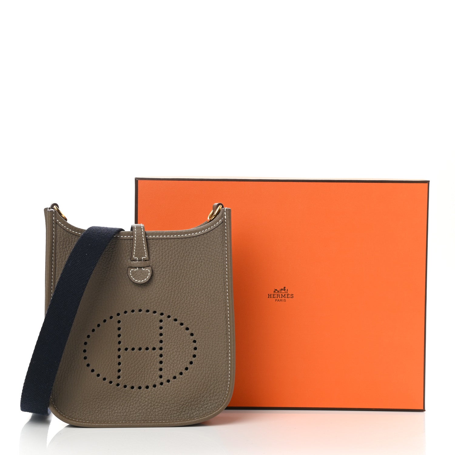 Hermes Taurillon Clemence Amazone Evelyne TPM Etoupe Bleu Indigo 9 of 9