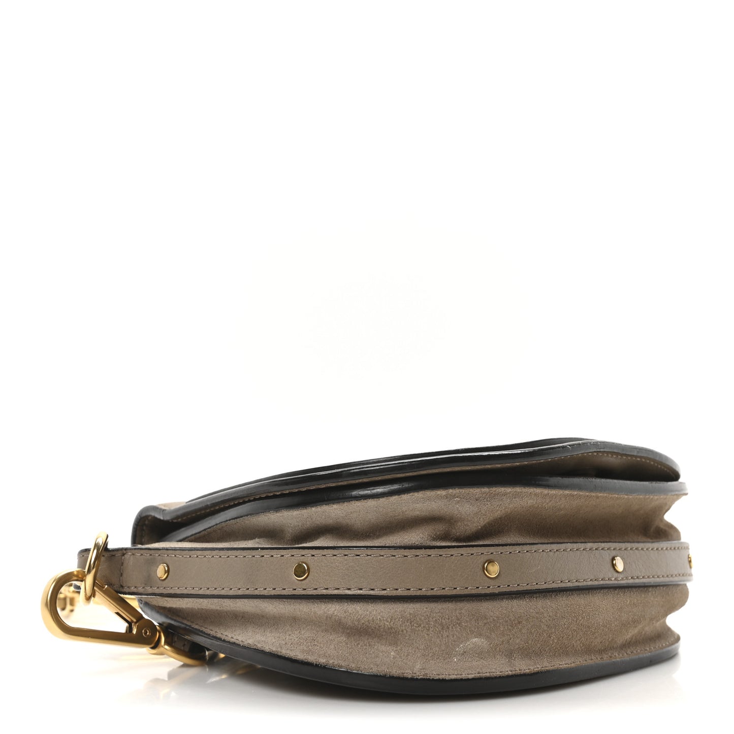 Calfskin Suede Small Nile Bracelet Bag Motty Grey