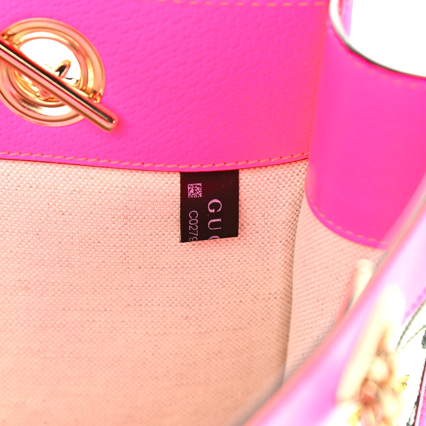 Canvas Flora Large Rajah Chain Tote White Multicolor Fuxia Fluo