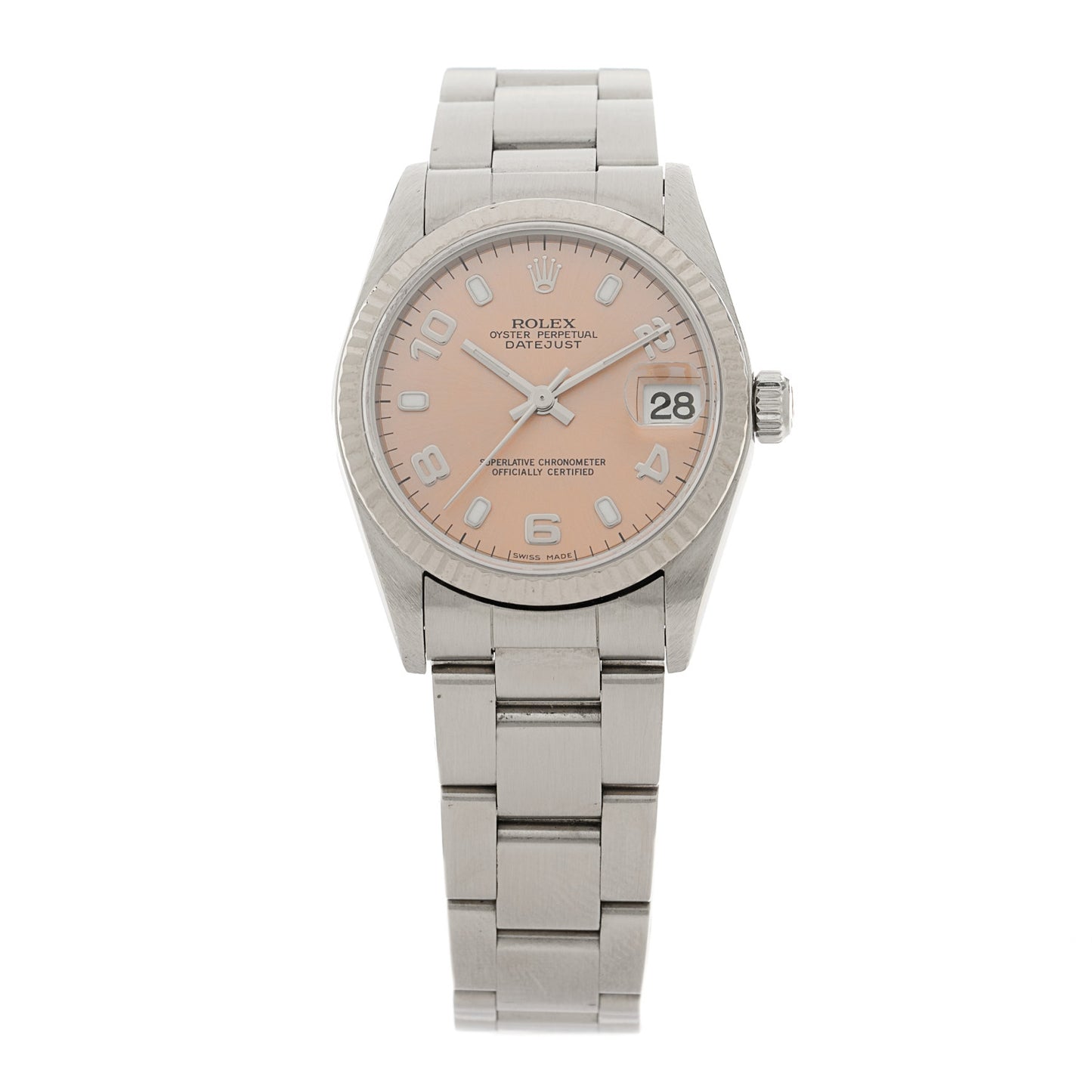 Stainless Steel 18K White Gold 31mm Oyster Perpetual Datejust Watch Pink 78274