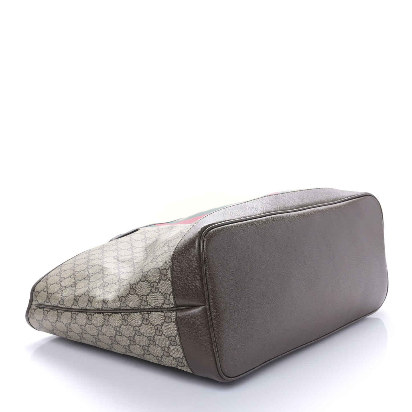 GG Supreme Monogram Textured Dollar Calfskin Web Large Ophidia Tote Beige Ebony New Acero