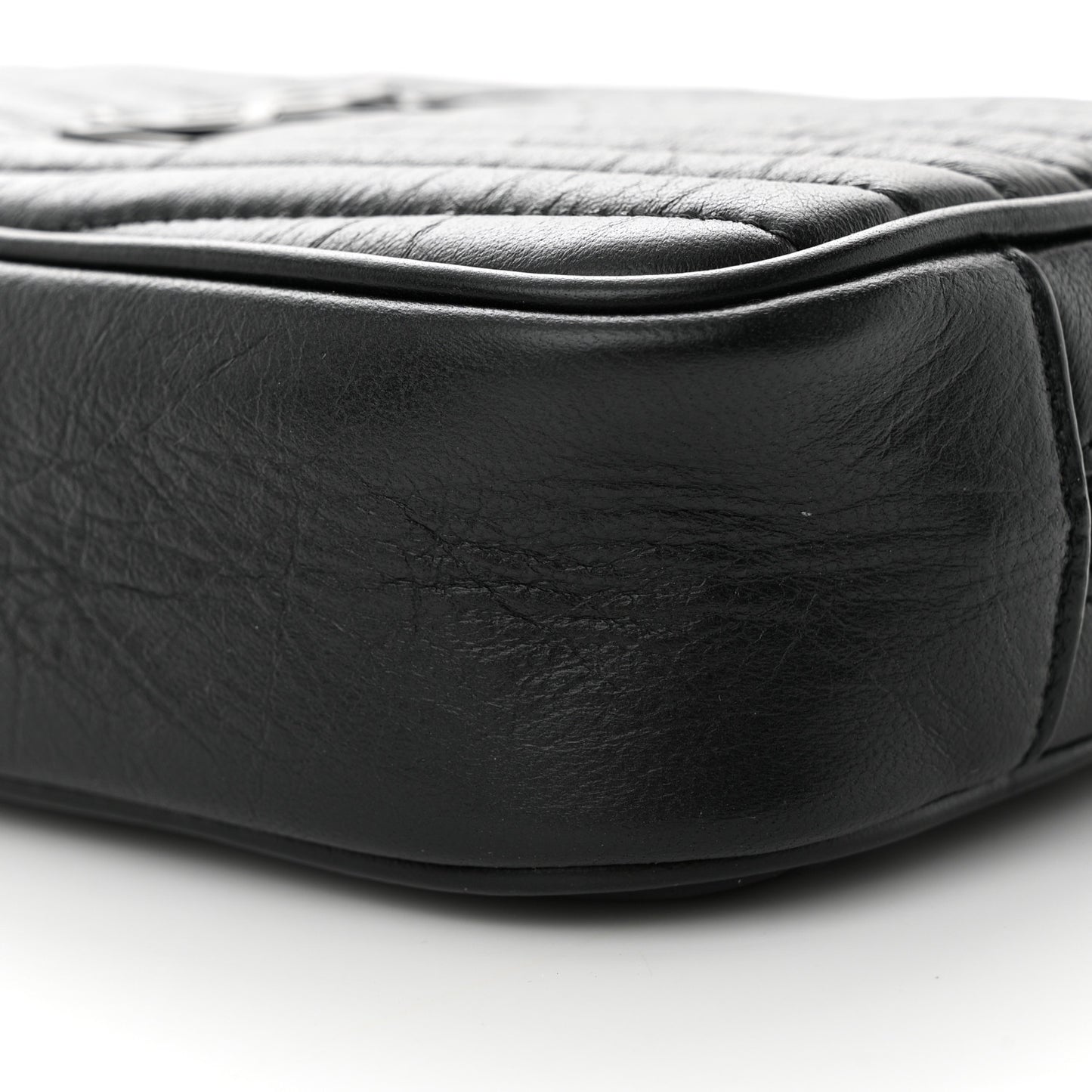 Calfskin Matelasse Monochrome Monogram Mini Lou Camera Bag Black
