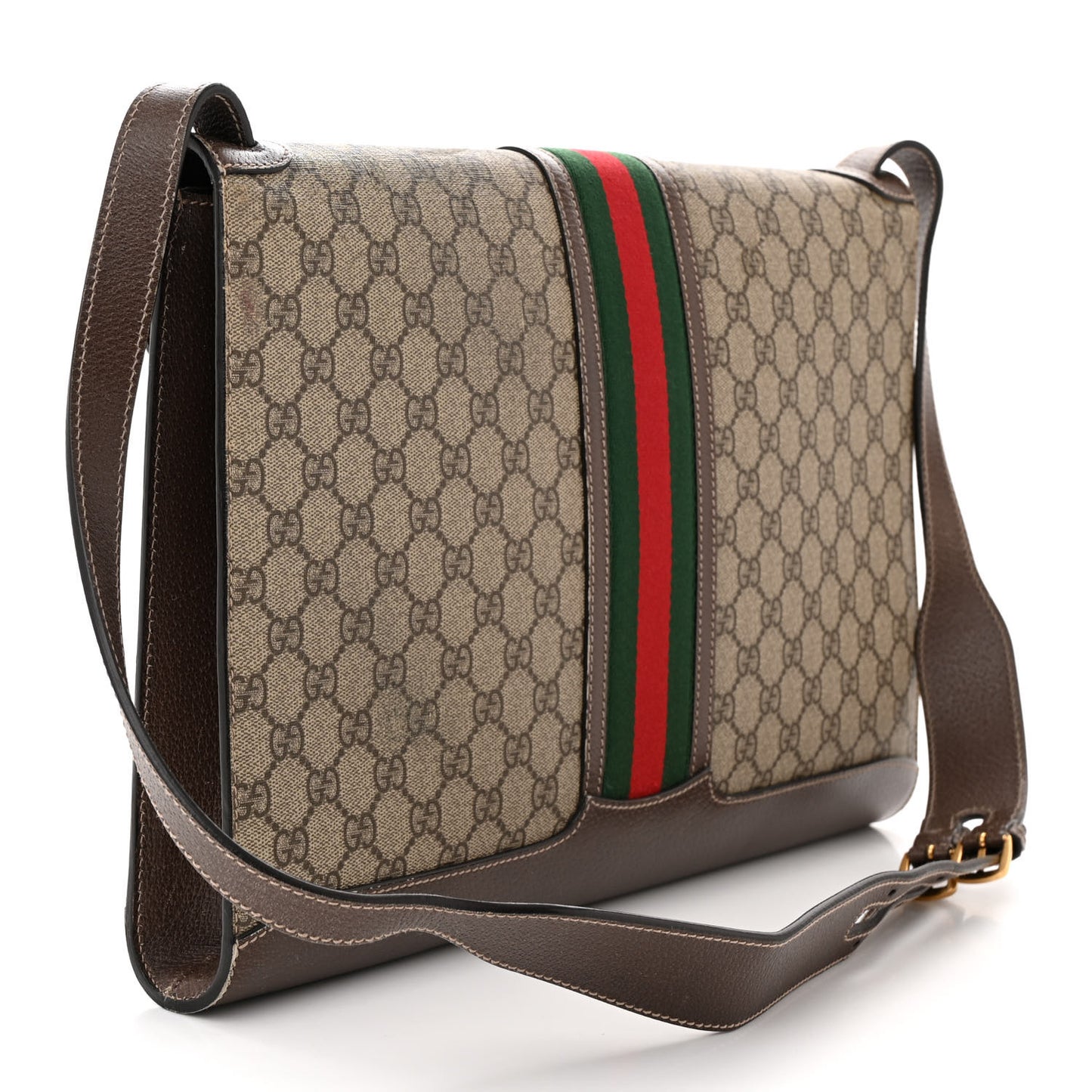 GG Supreme Monogram Web Messenger Bag Brown