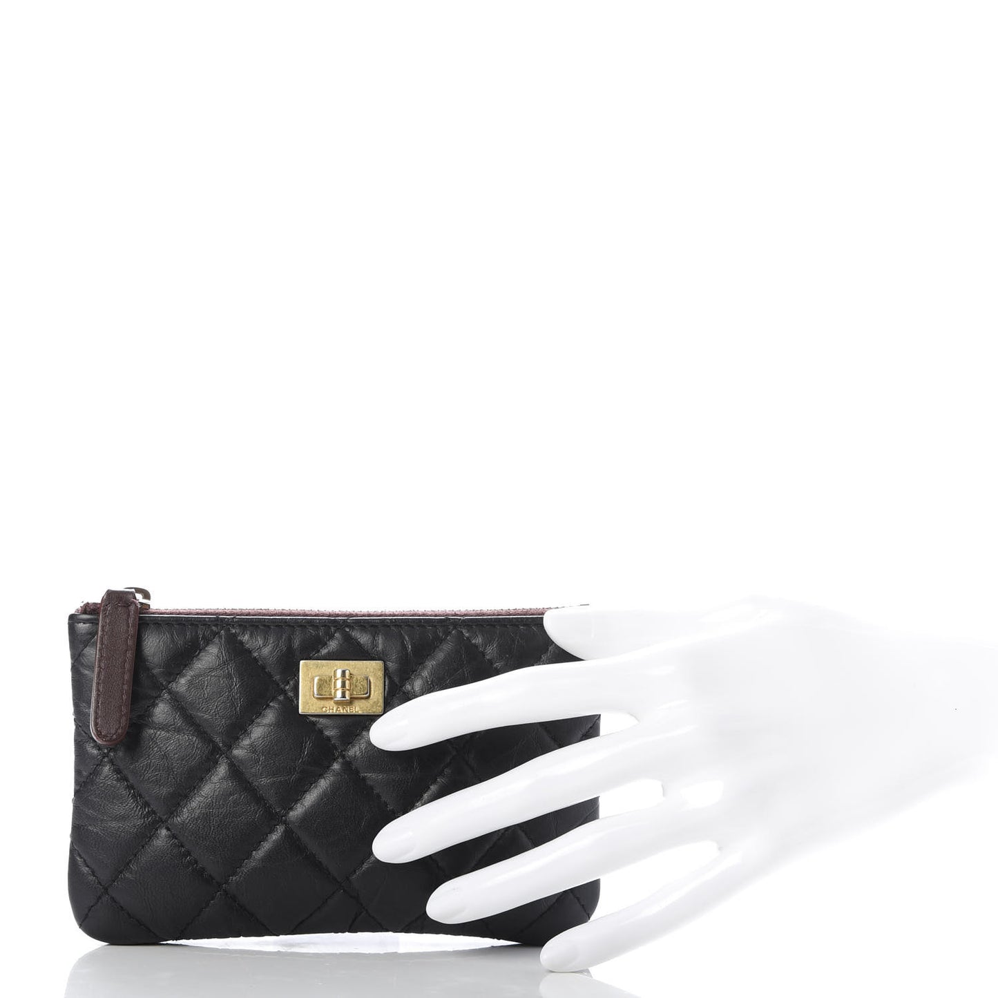 Aged Calfskin Quilted Reissue Cosmetic Case Black
