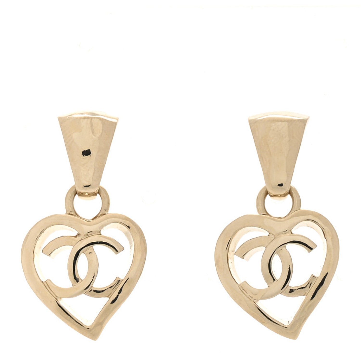 Chanel Metal CC Heart Coco In Love Drop Earrings Gold 1834500 ...