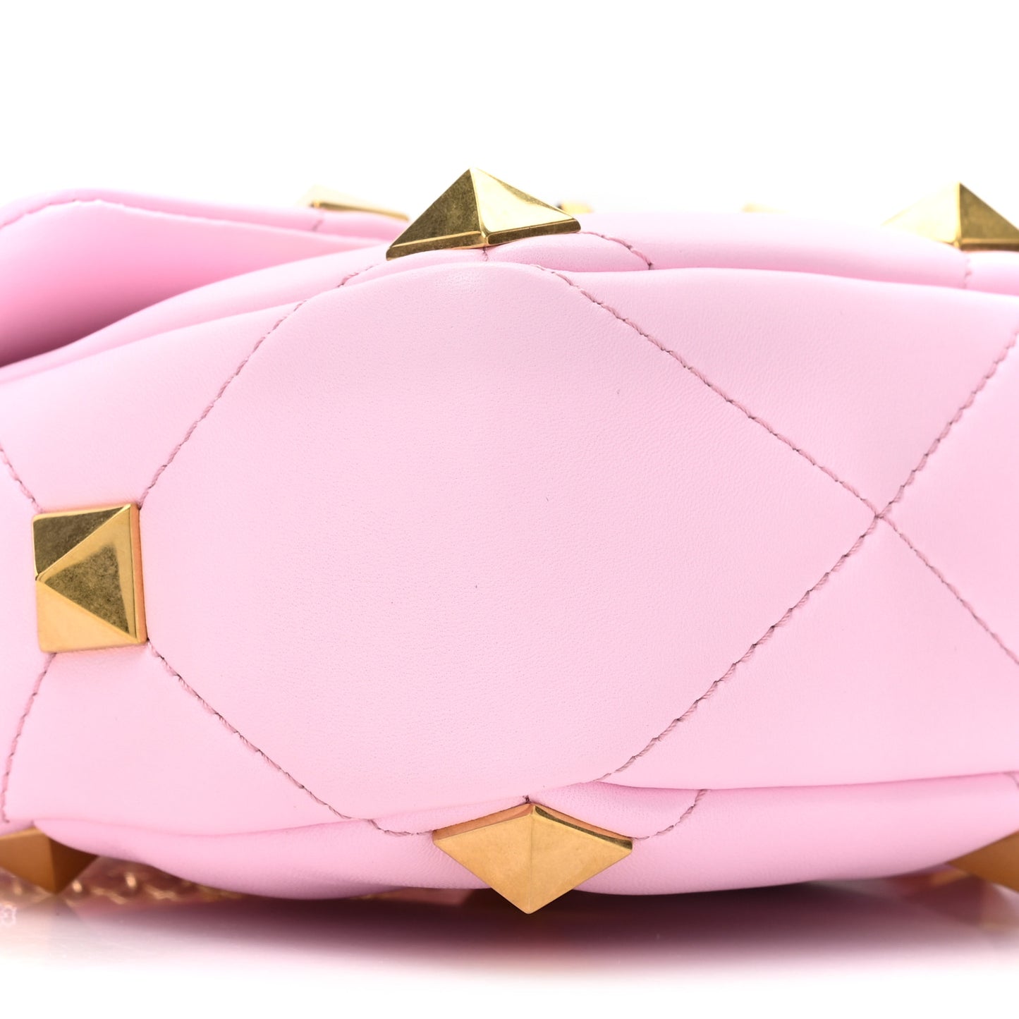 Nappa Medium Roman Stud Shoulder Bag Pink Borealis