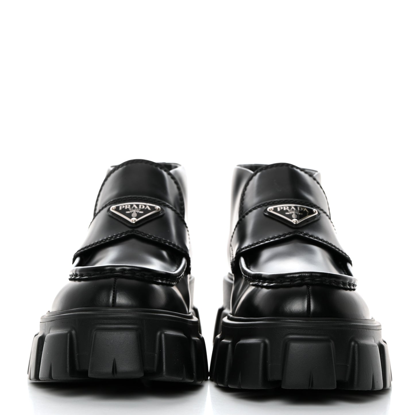 Spazzolato Rois Metal Triangle Logo Mens Monolith 60mm Mid Loafers 8.5 Black
