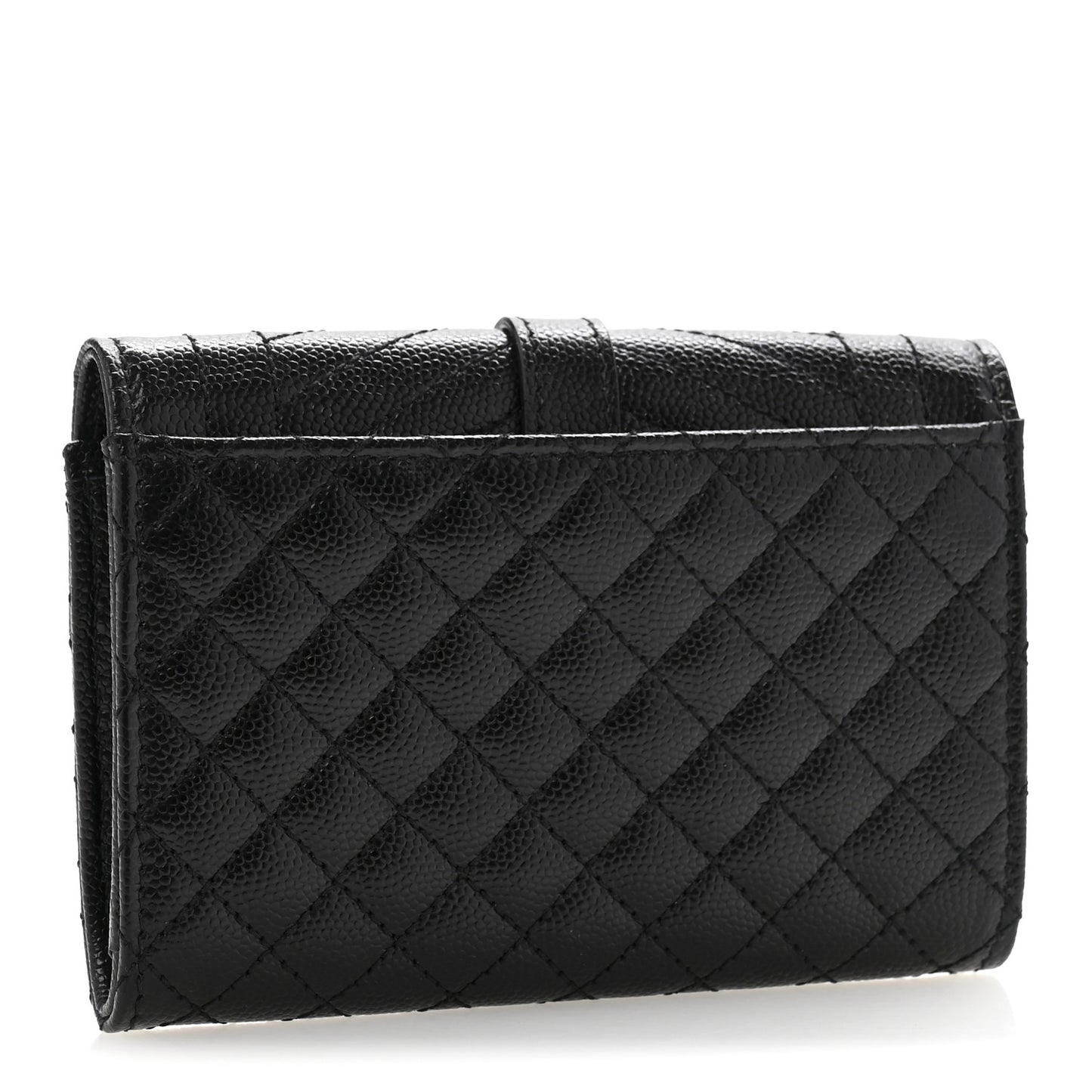Grain De Poudre Textured Mixed Matelasse Triquilt Small Monogram Envelope Wallet Black