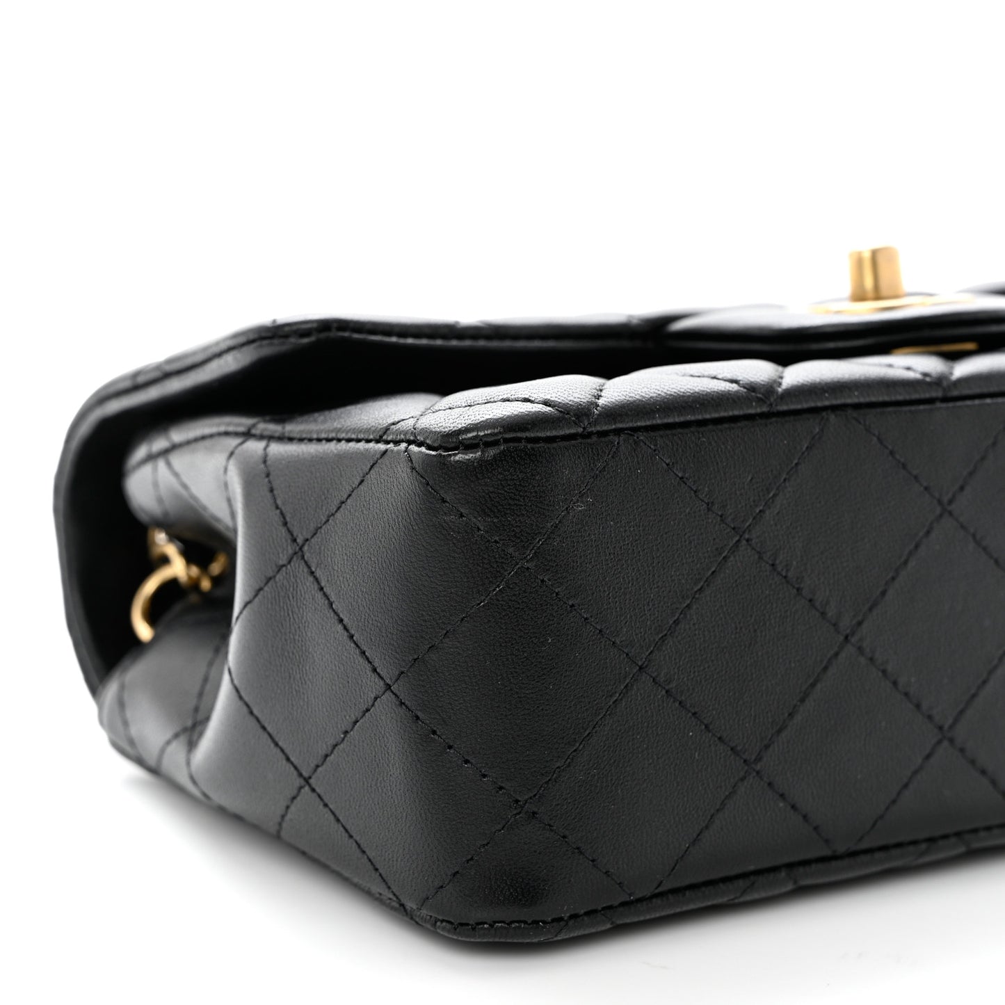 Lambskin Quilted Mini Rectangular Flap Black