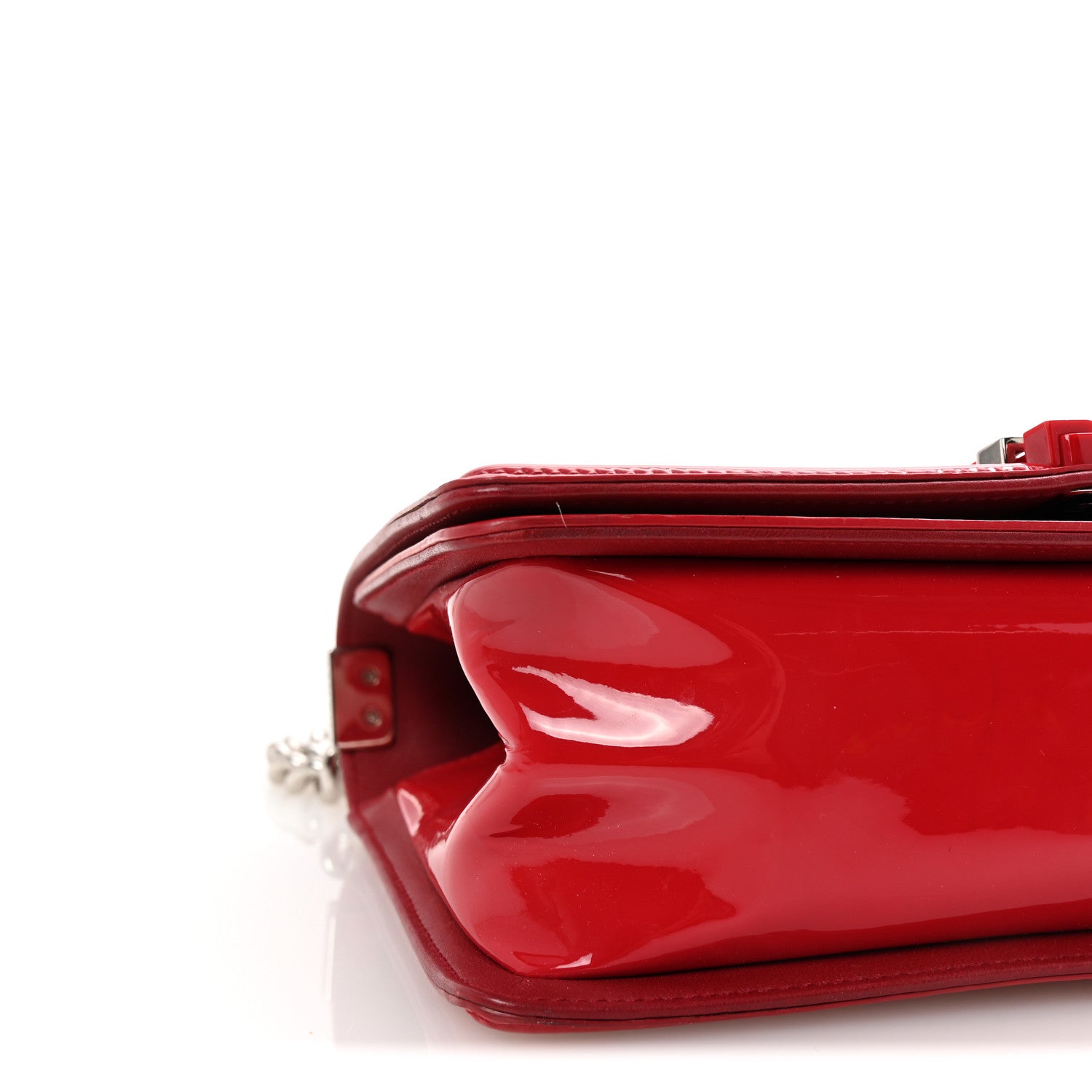 Chanel Patent Calfskin Quilted Medium Plexiglass Boy Flap Red 9 of 10