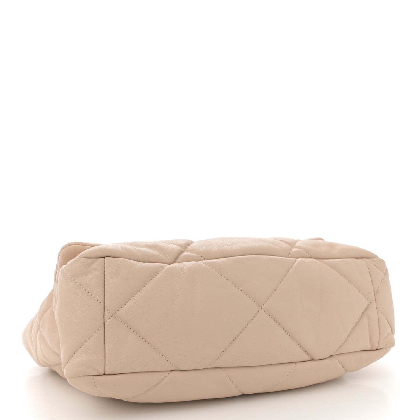 Lambskin Quilted Large Chanel 19 Flap Dark Beige