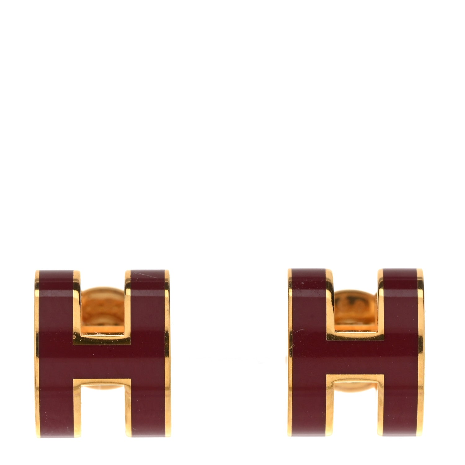 Hermes Gold Lacquered Mini Pop H Earrings Anemone 1 of 5