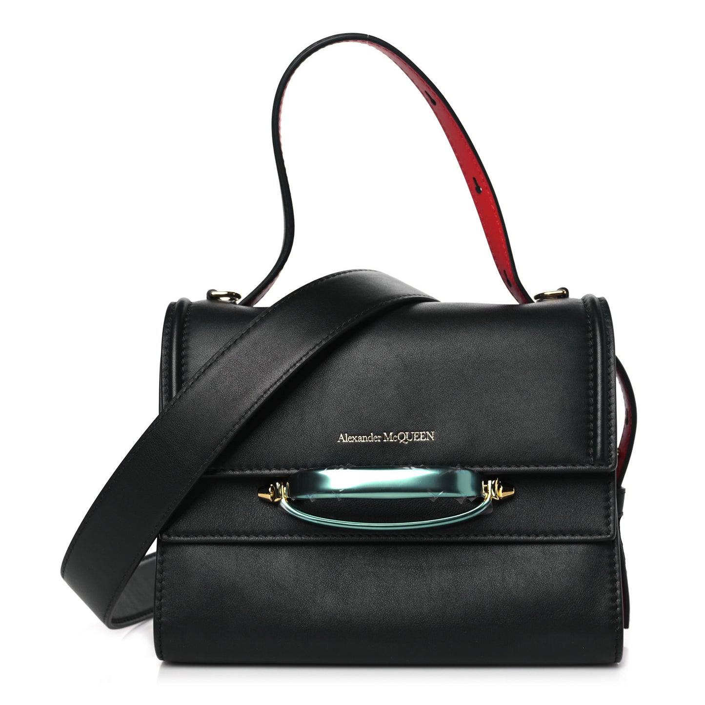 ALEXANDER MCQUEEN Calfskin The Small Story Bag Black Red