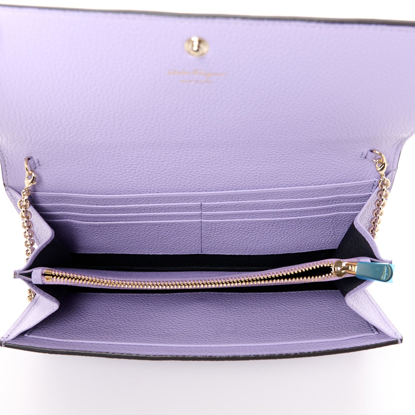 Grained Calfskin City Wallet On Chain Spring Crocus