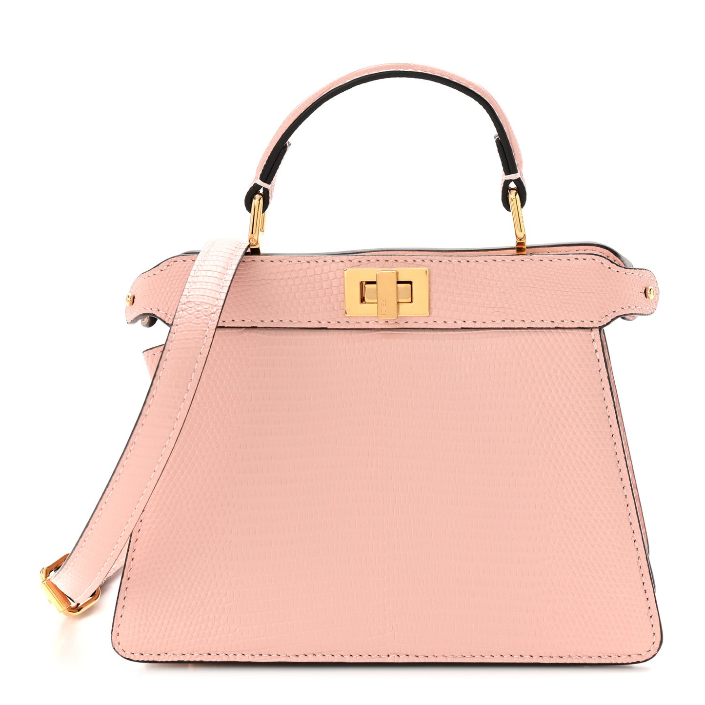 Glazed Lizard Shiny Nappa Petite Peekaboo I SEE U Satchel Rosa Confetto