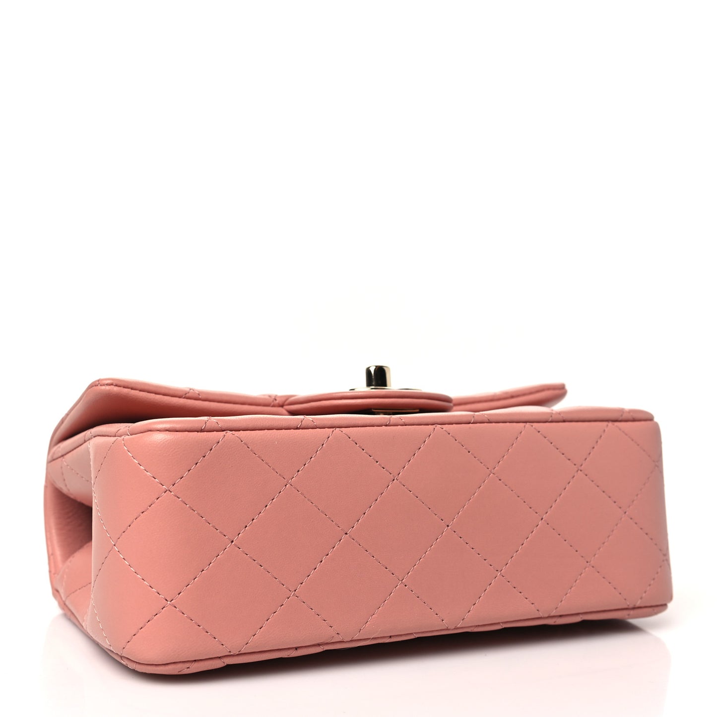 Lambskin Quilted Mini Top Handle Rectangular Flap Pink
