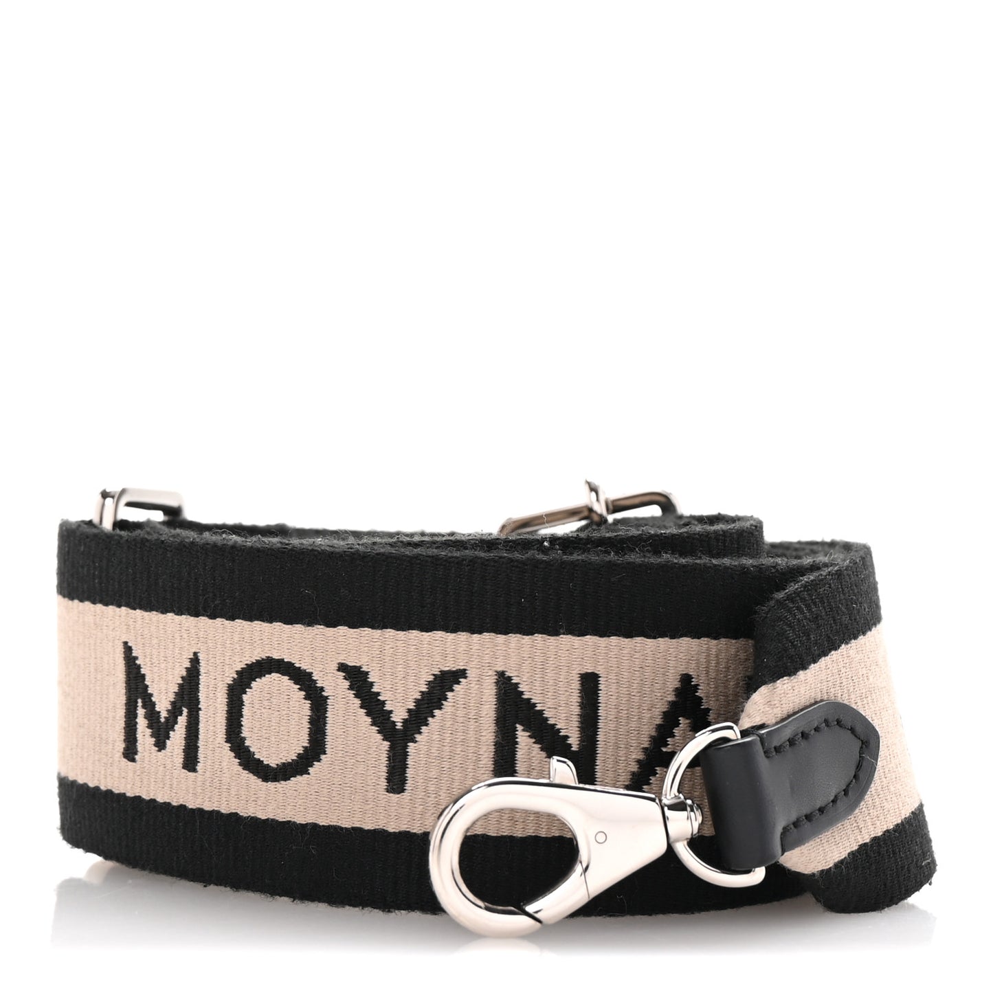 Canvas Calfskin Logo Strap Black Beige
