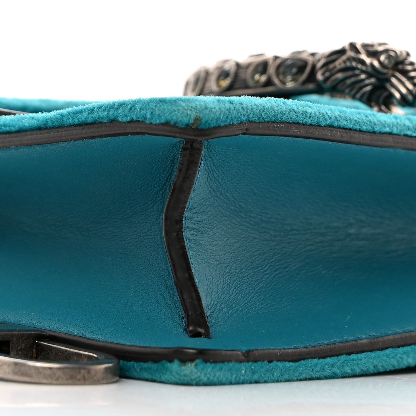 Velvet Super Mini Dionysus Shoulder Bag Pavone Cyan