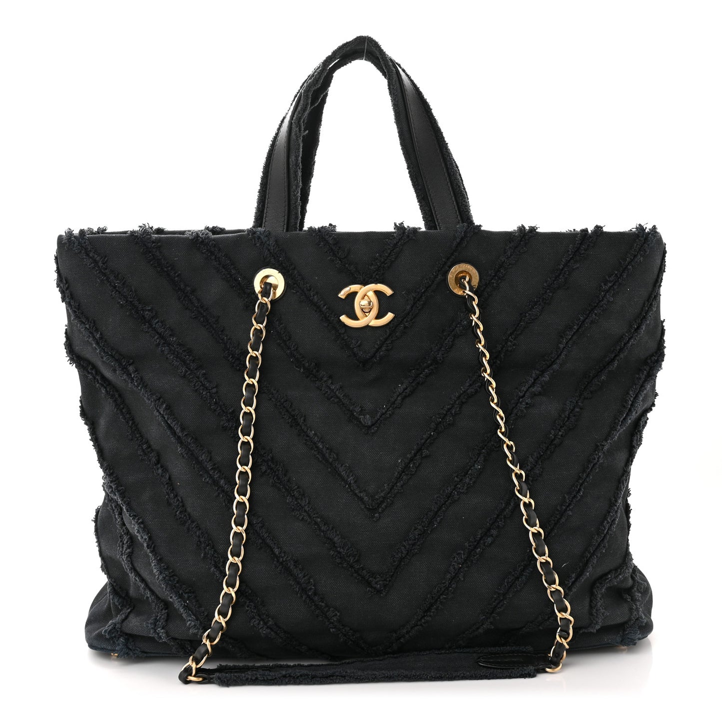 Canvas Chevron Cuba Patchwork Shopper Tote Black