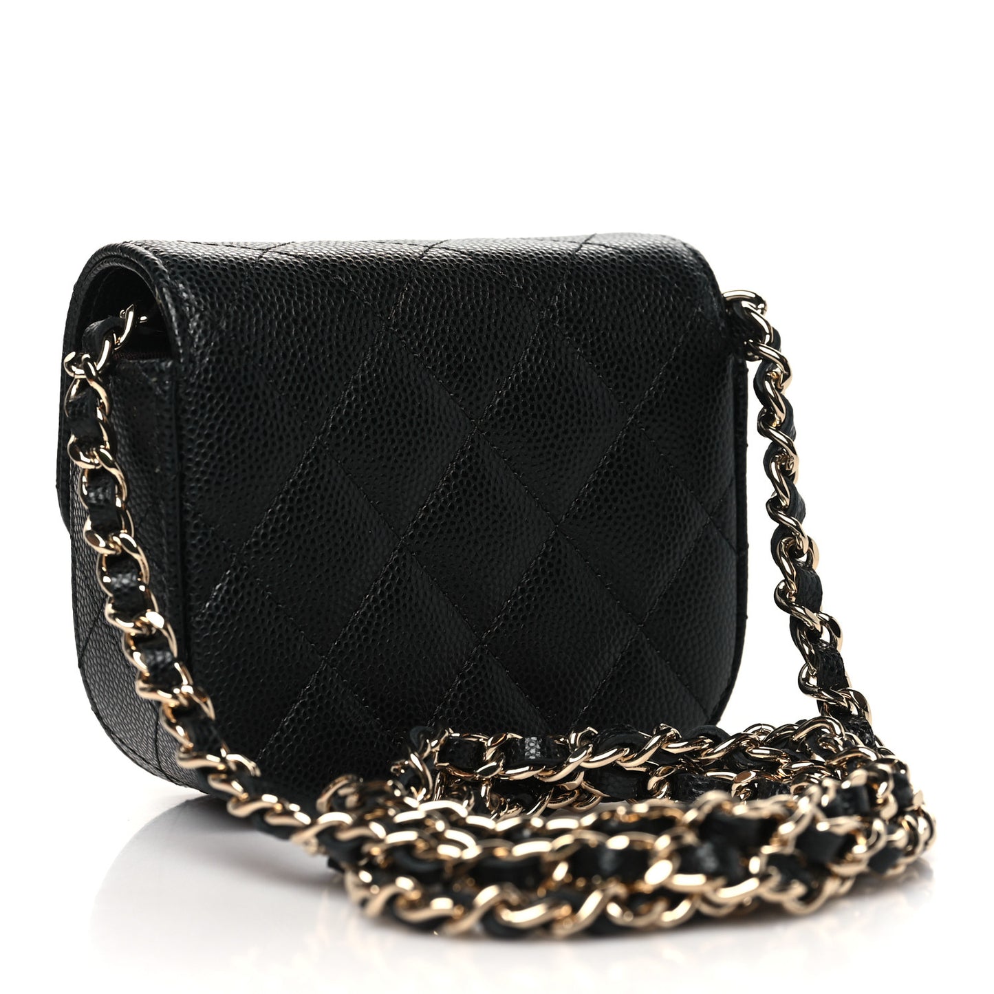 Caviar Quilted Mini Clutch With Chain Black