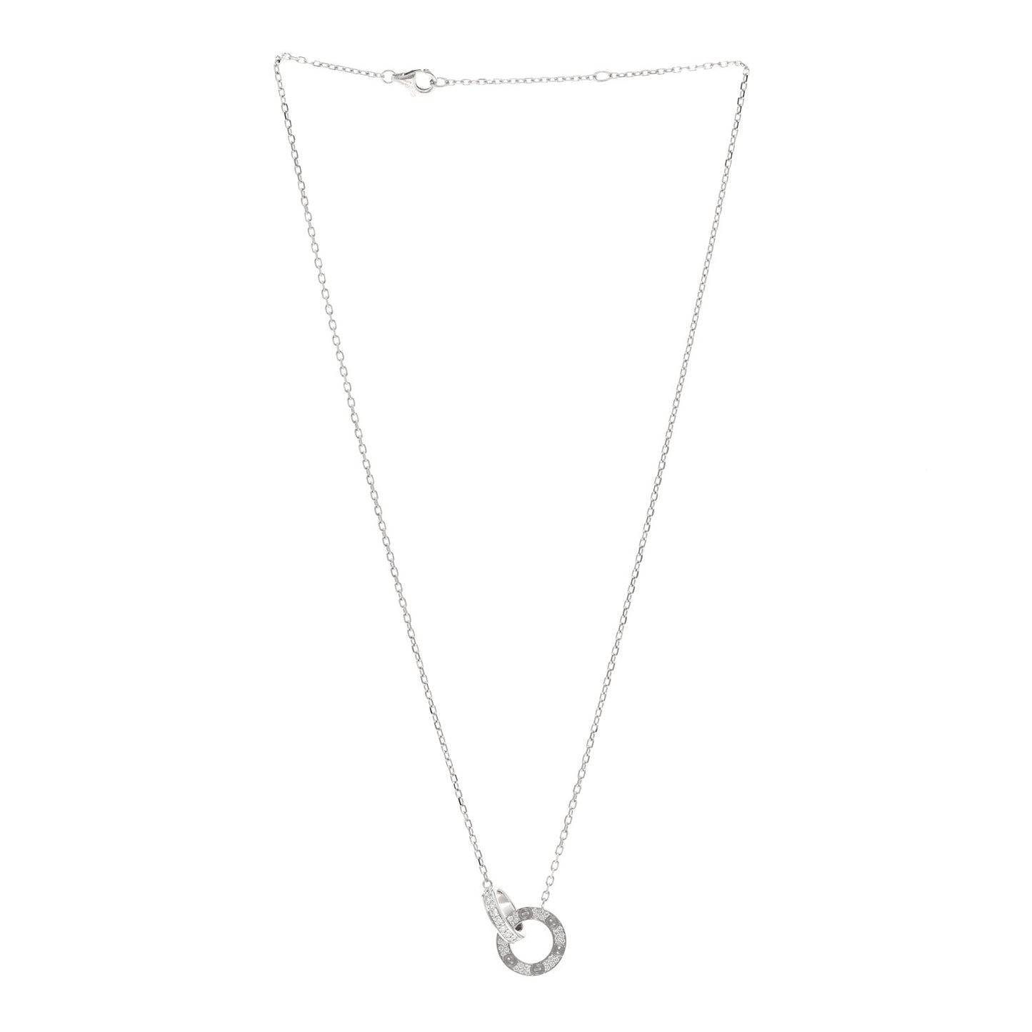 18K White Gold Diamond Interlocking LOVE Paved Necklace